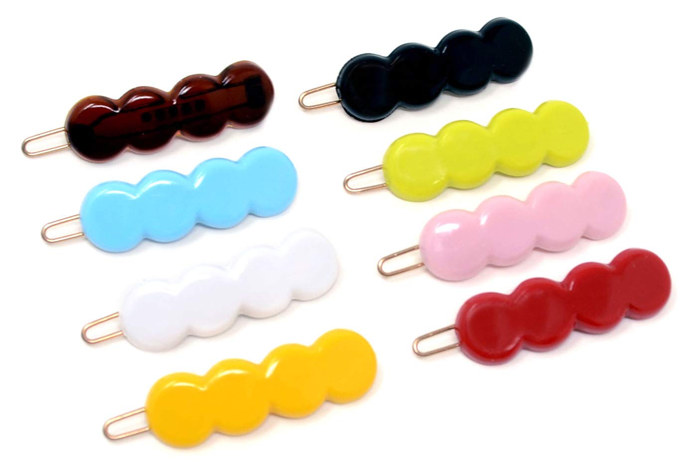Parcelona French Circle Scallop Small Cellulose Hair Barrettes for Women(8 Pcs)