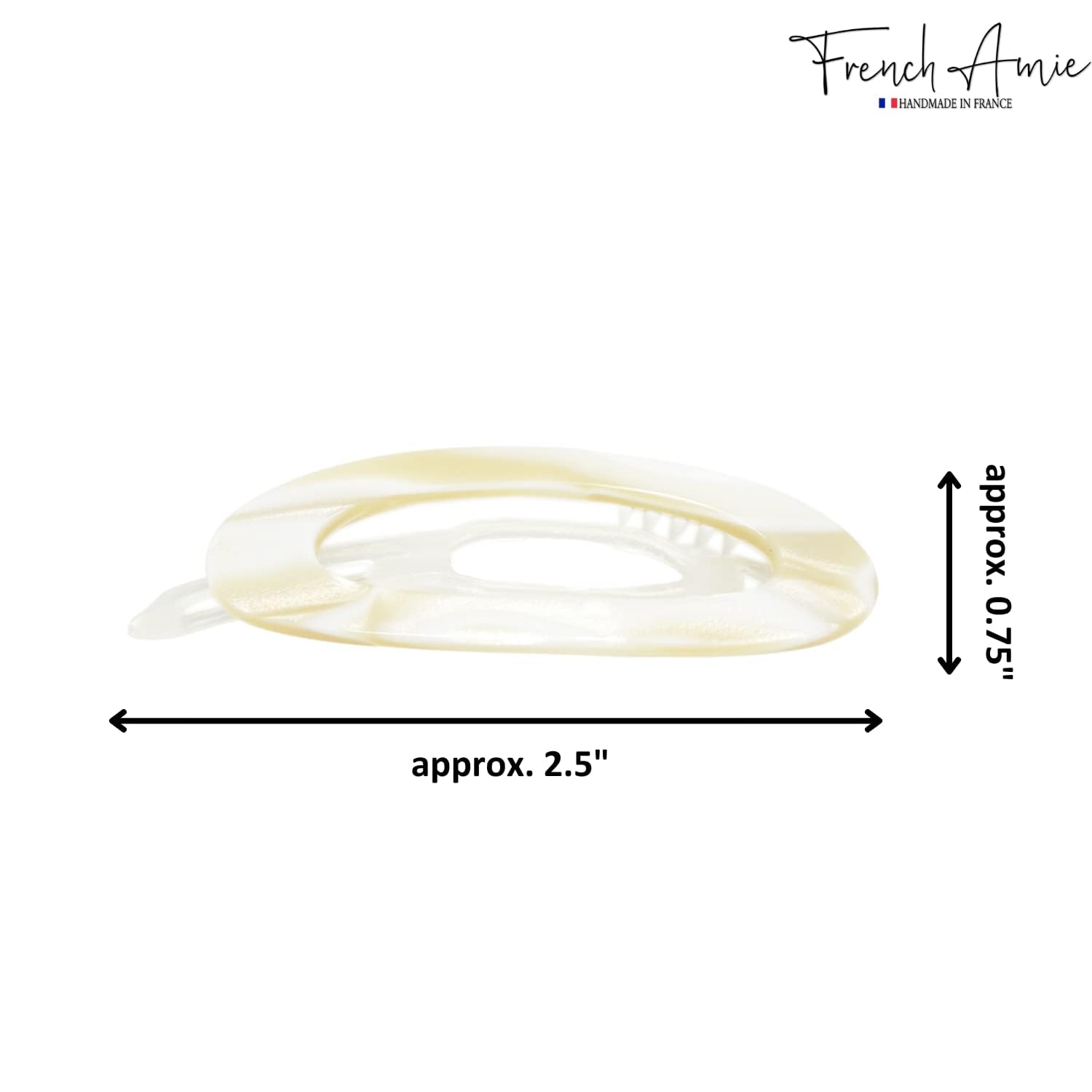 French Amie Oval Cut Out Small Handmade Celluloid Snap Hair Barrettes (2Pcs)