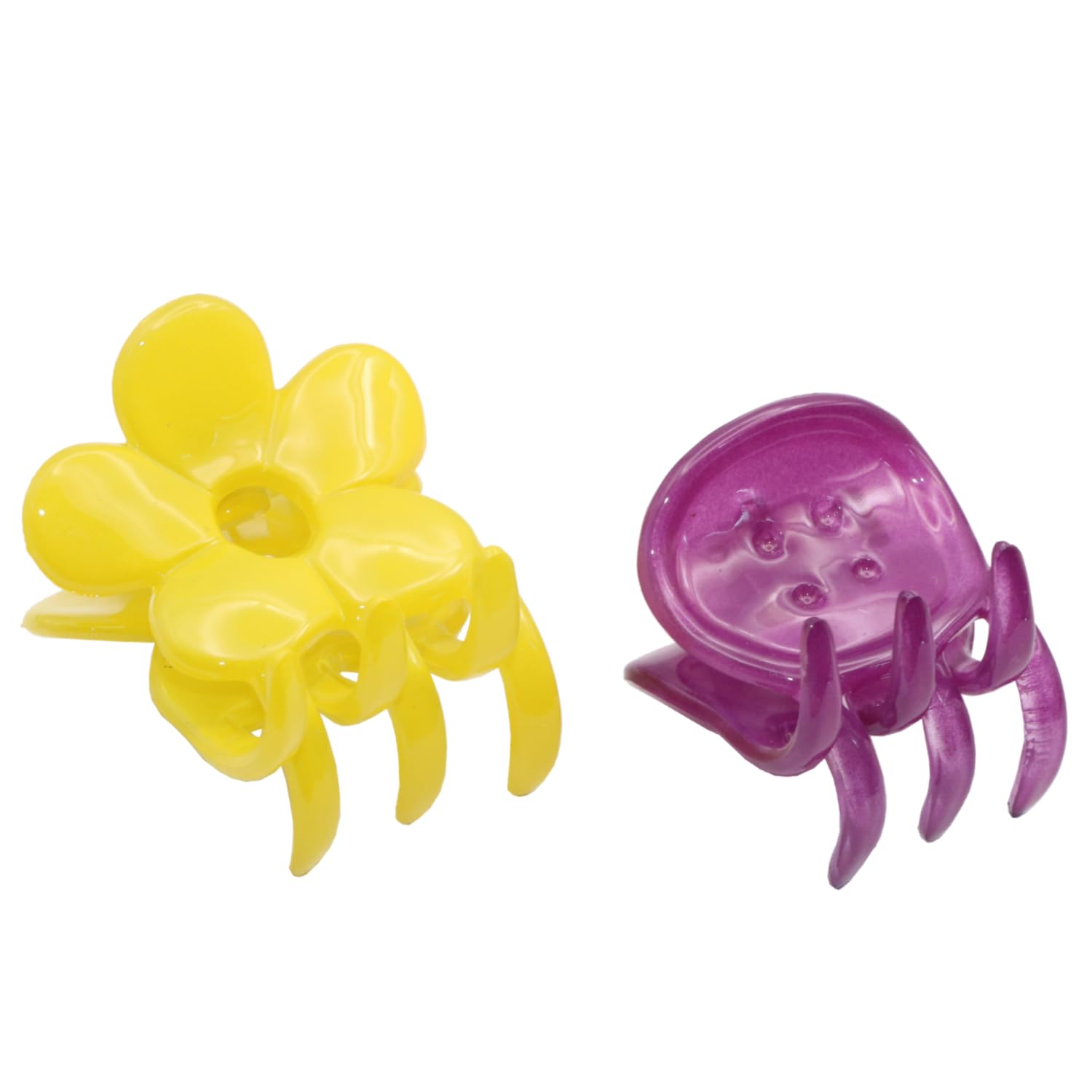 Parcelona French Classic Mini Yellow N Purple Cellulose Hair Claws for Women