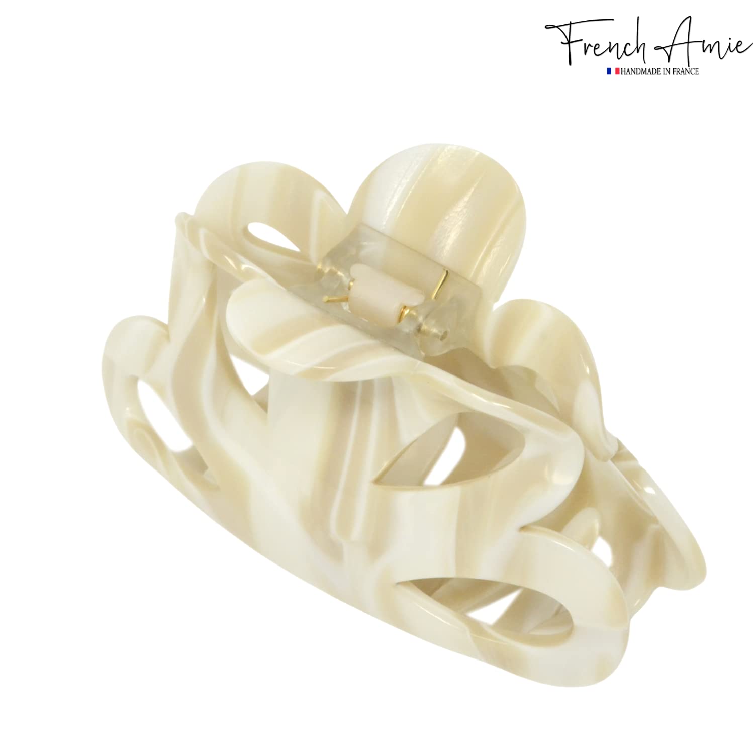 French Amie Flower Bloom 3" Handmade Cellulose No Slip Grip Hair Claw Clip