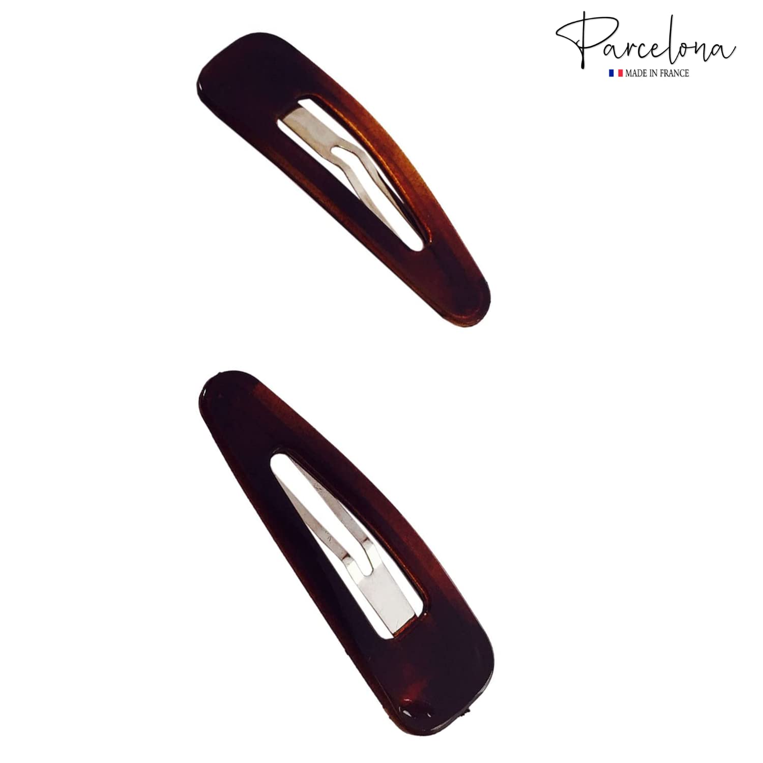 Parcelona French Small Tortoise Shell Cellulose Snap Hair Pins for Women(4 Pcs)