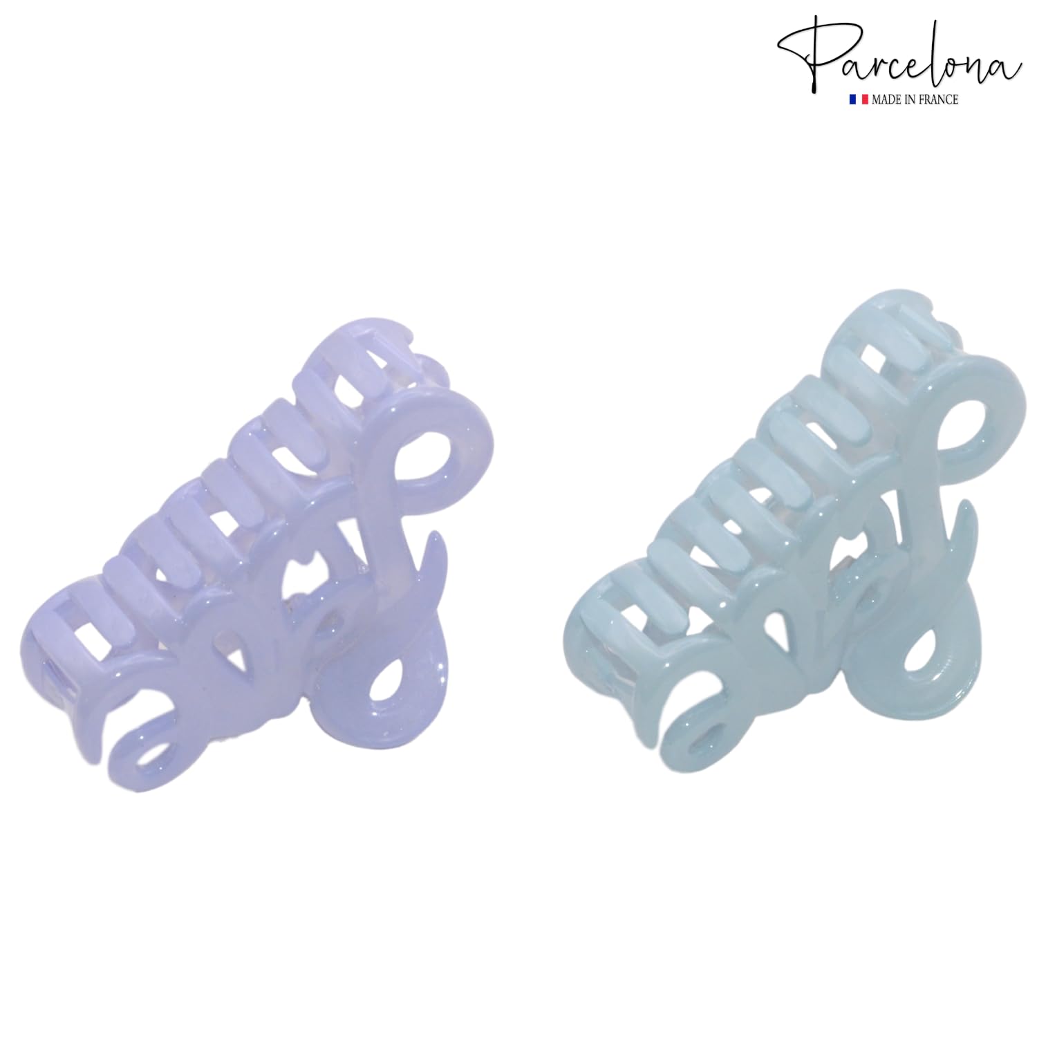 Parcelona French Love Small 2" Cellulose Acetate Hair Claws for Women and Girls