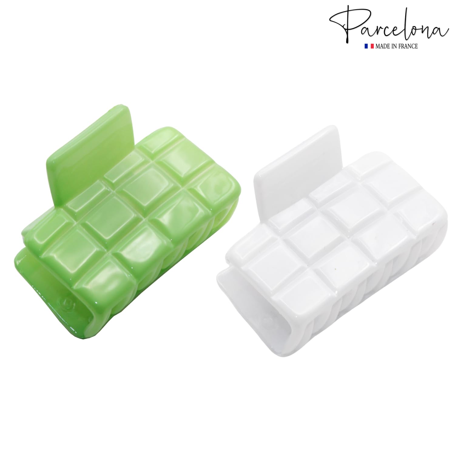Parcelona French Checkered Small Cellulose Jaw Hair Claw Clamps for Women(2 Pcs)