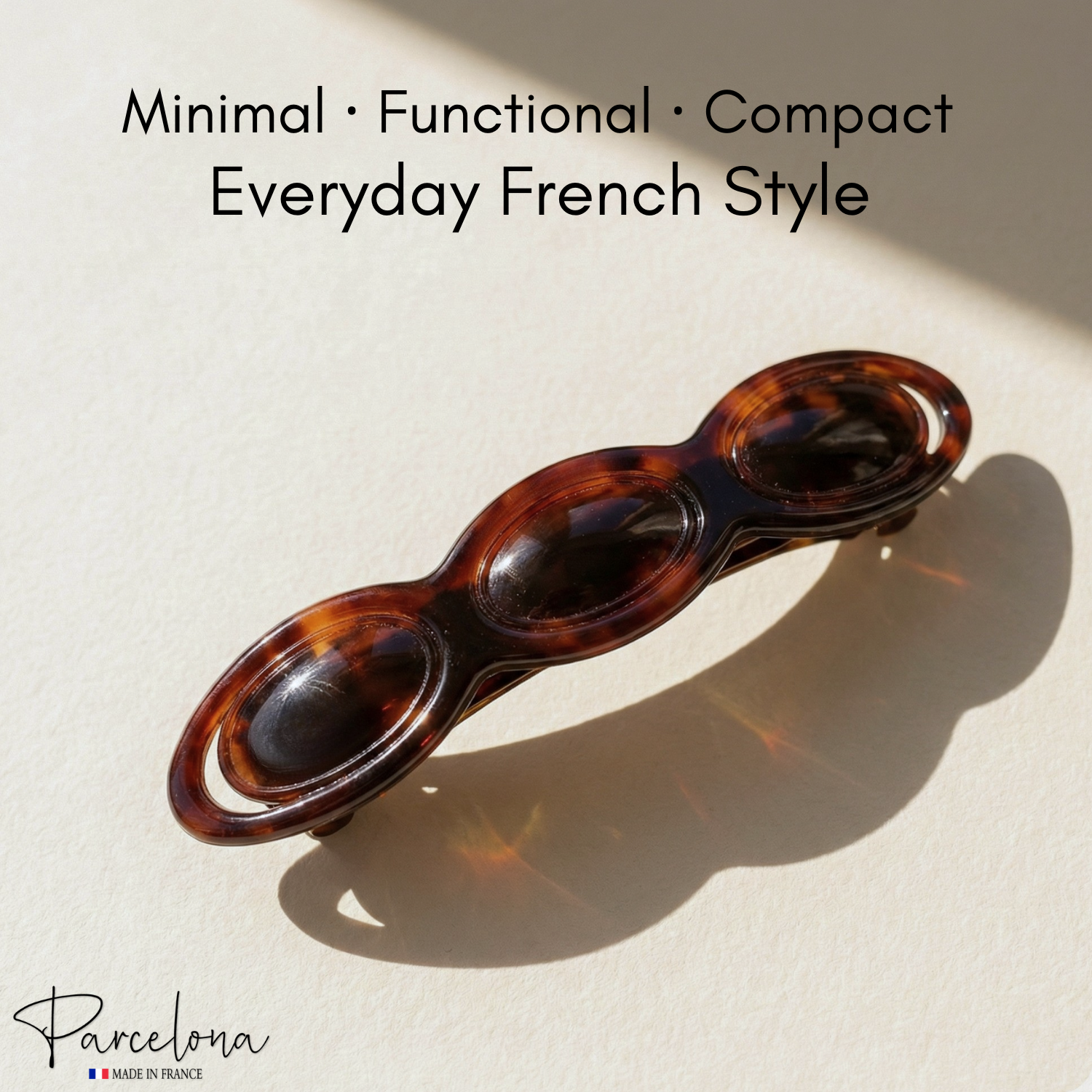 Parcelona French Scalloped Oval Barrette 4.75" Tortoise Shell Non-Slip Hair Clip Grip