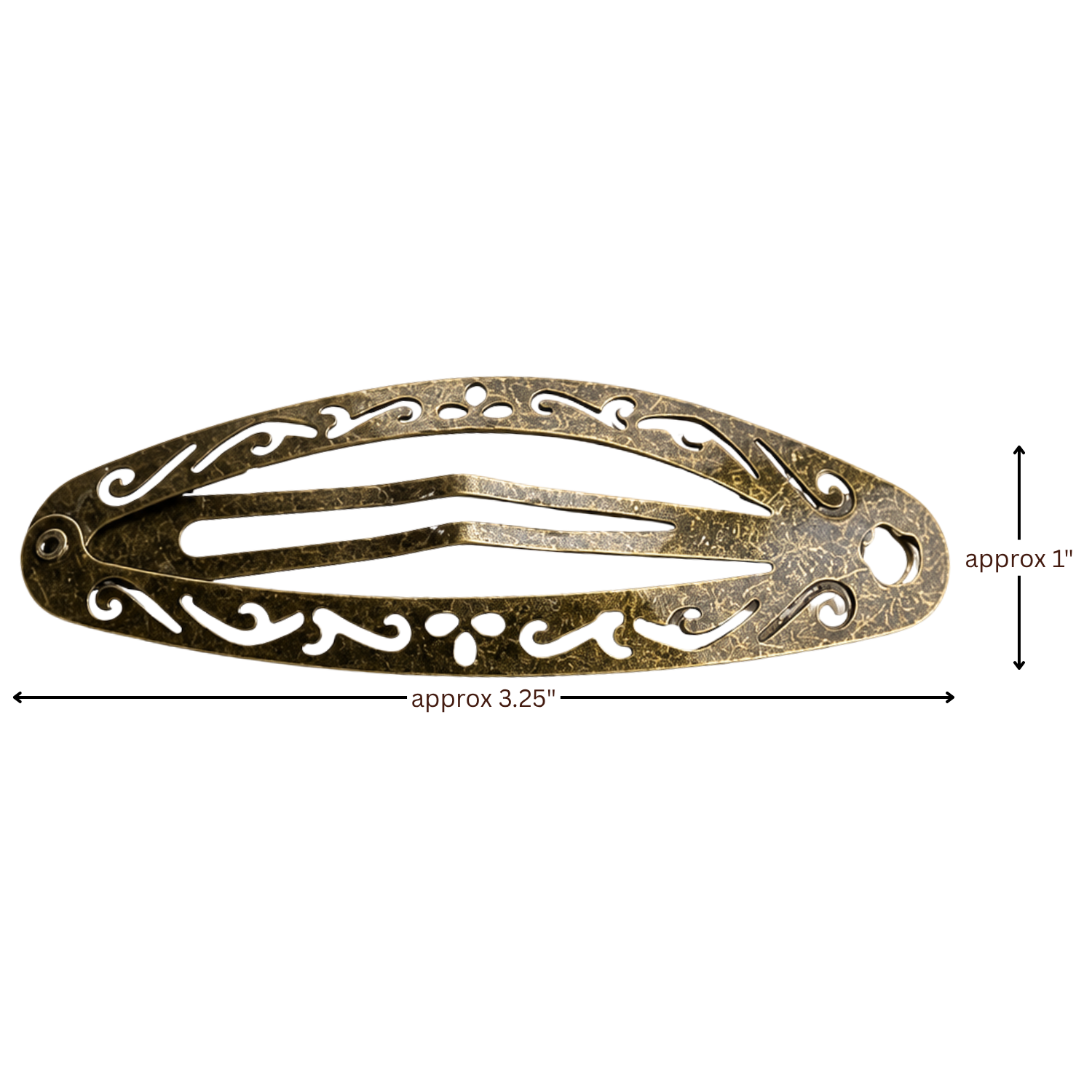 Moeni Filigree Cutout 3.25" Large Metal Snap Hair Clips Barrettes Womens 4 Pack