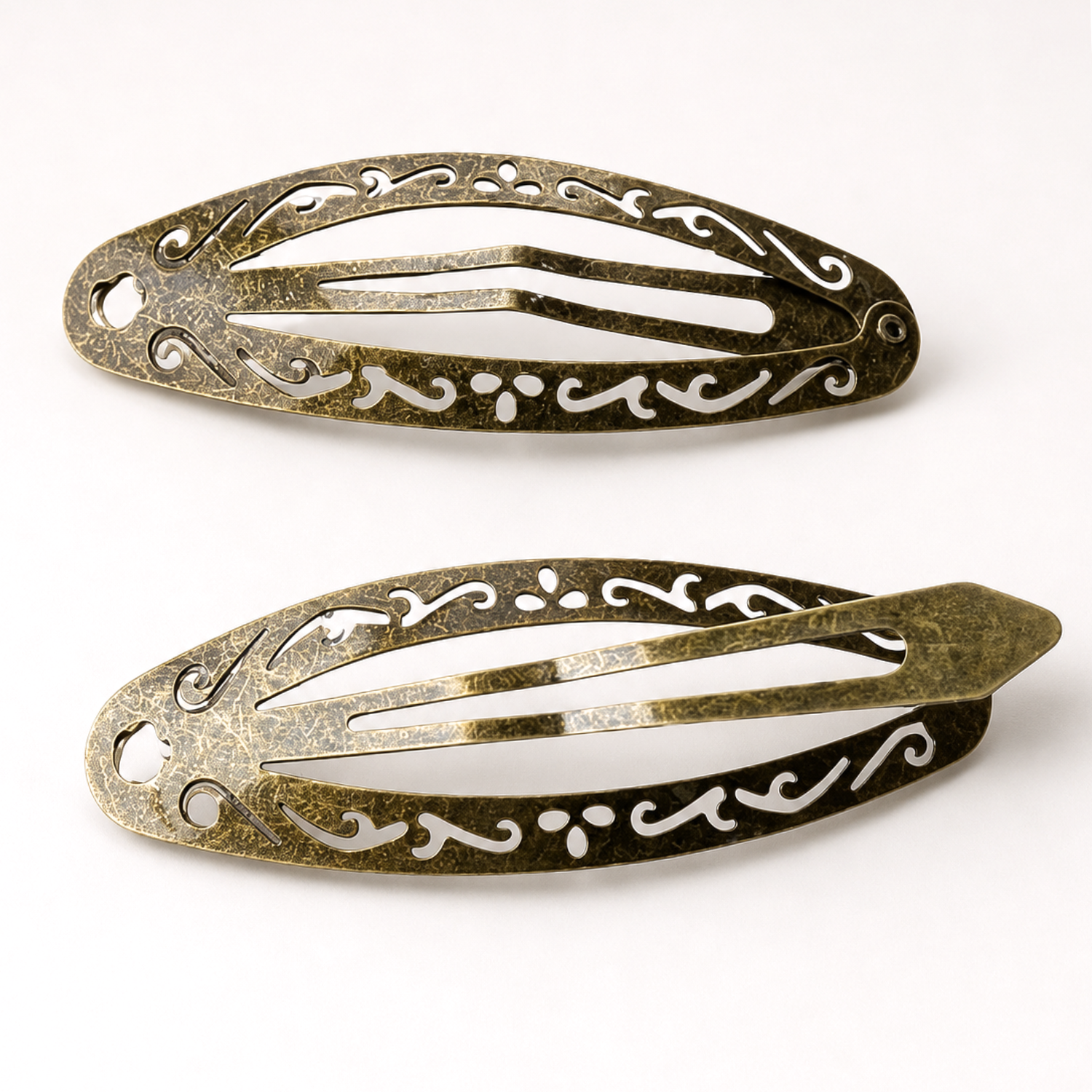 Moeni Filigree Cutout 3.25" Large Metal Snap Hair Clips Barrettes Womens 4 Pack