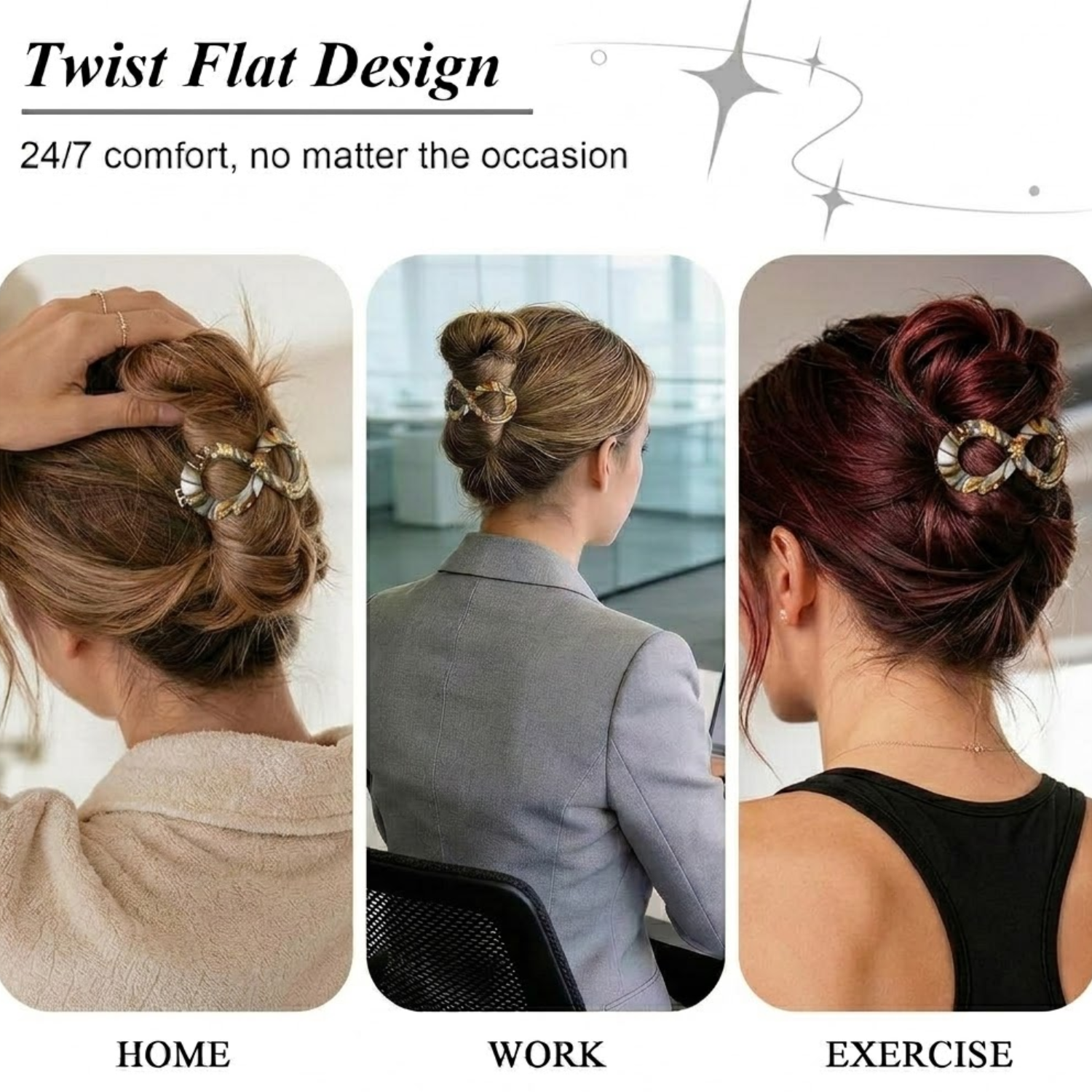 French Amie Infinity Loop Medium Hair Barrette 3" Cellulose Handmade Women Clip