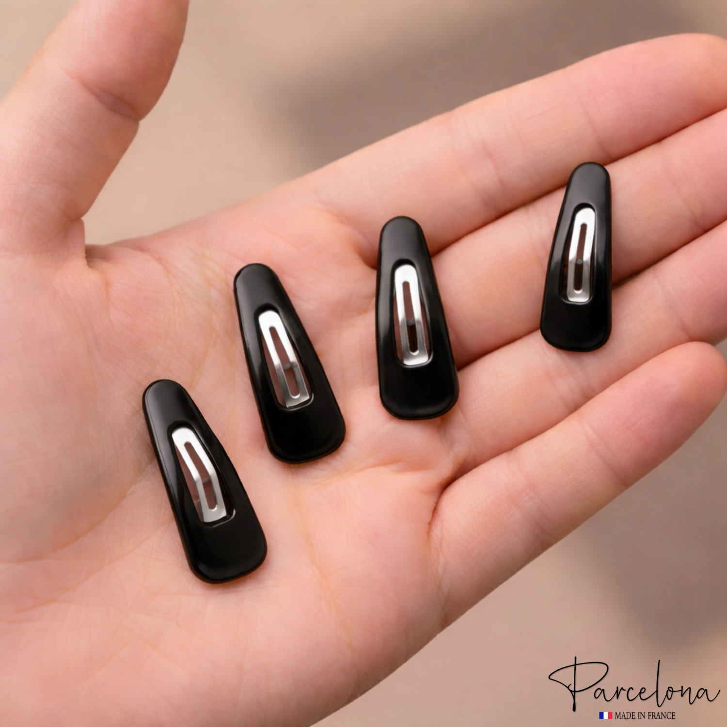 Parcelona French Mini Set of 4 Small 1.25" Cellulose Snap Hair Pins for Women