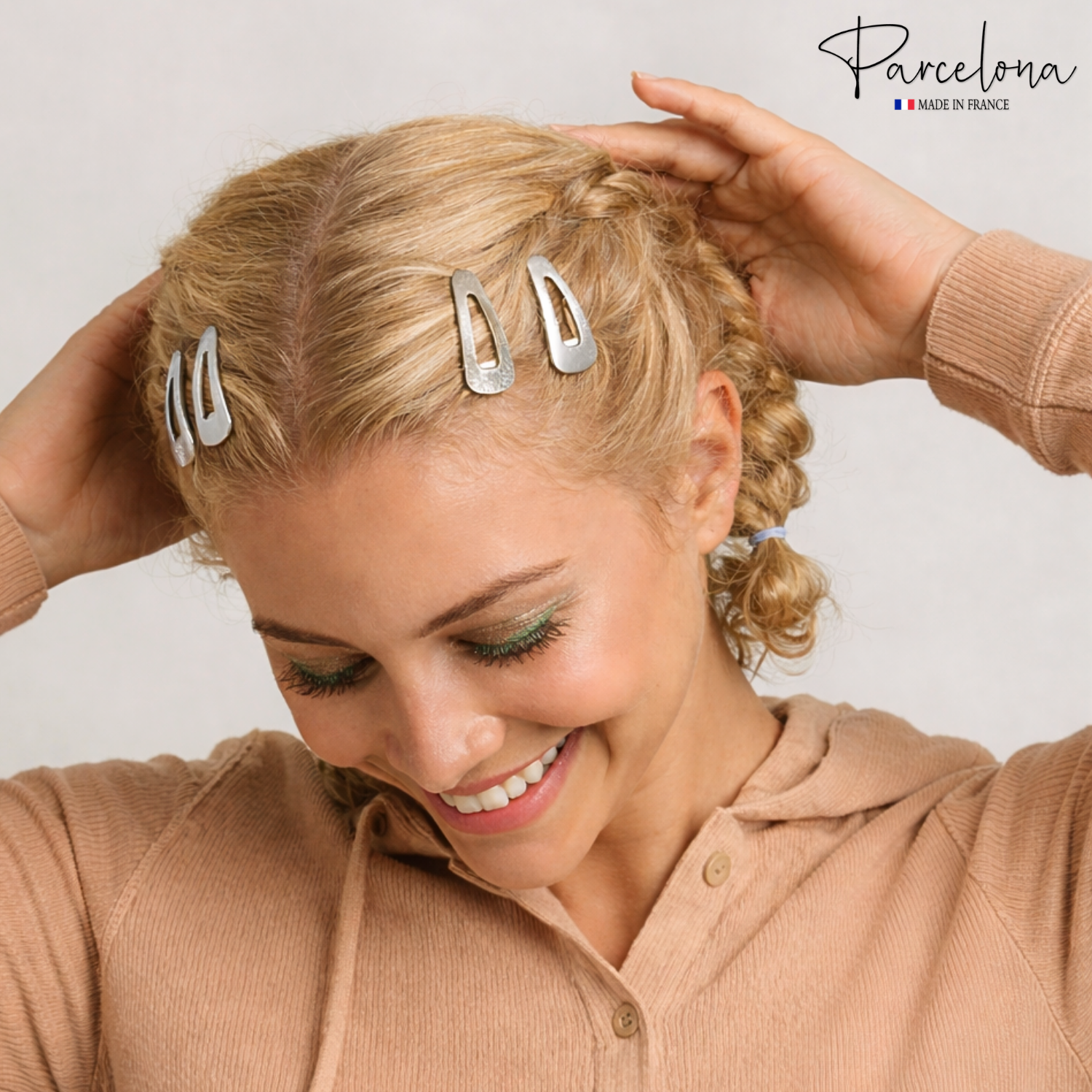 Parcelona French Mini Set of 4 Small 1.25" Cellulose Snap Hair Pins for Women