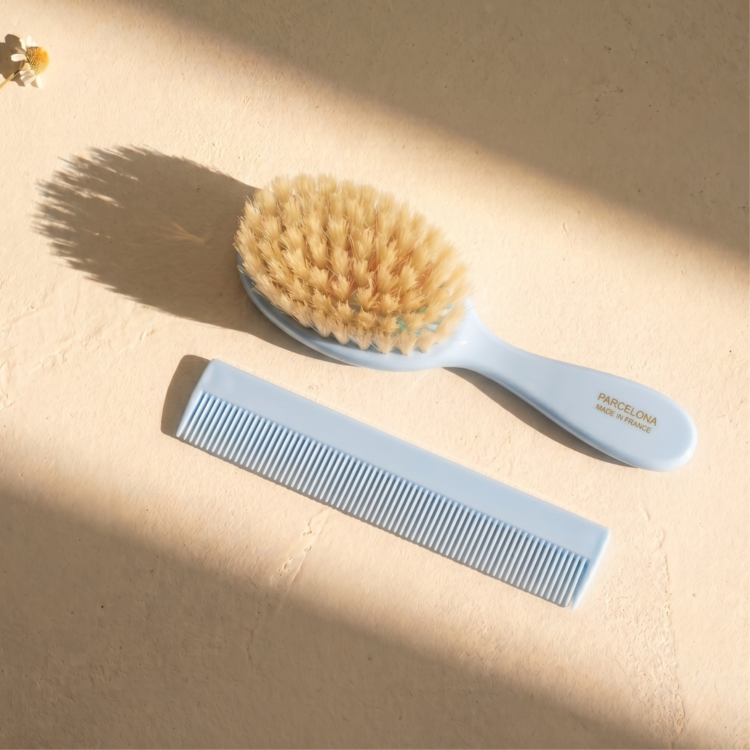 Parcelona French Grooming Combo 6” Cellulose Baby Brush and Comb for Toddlers