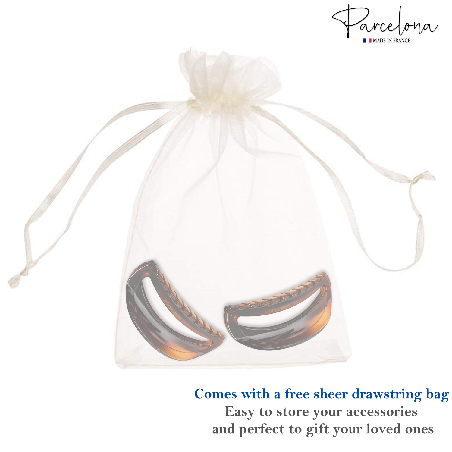 Parcelona French Thin Arch Cutout Medium 3" Hair Claw Clips for Women Set of 2