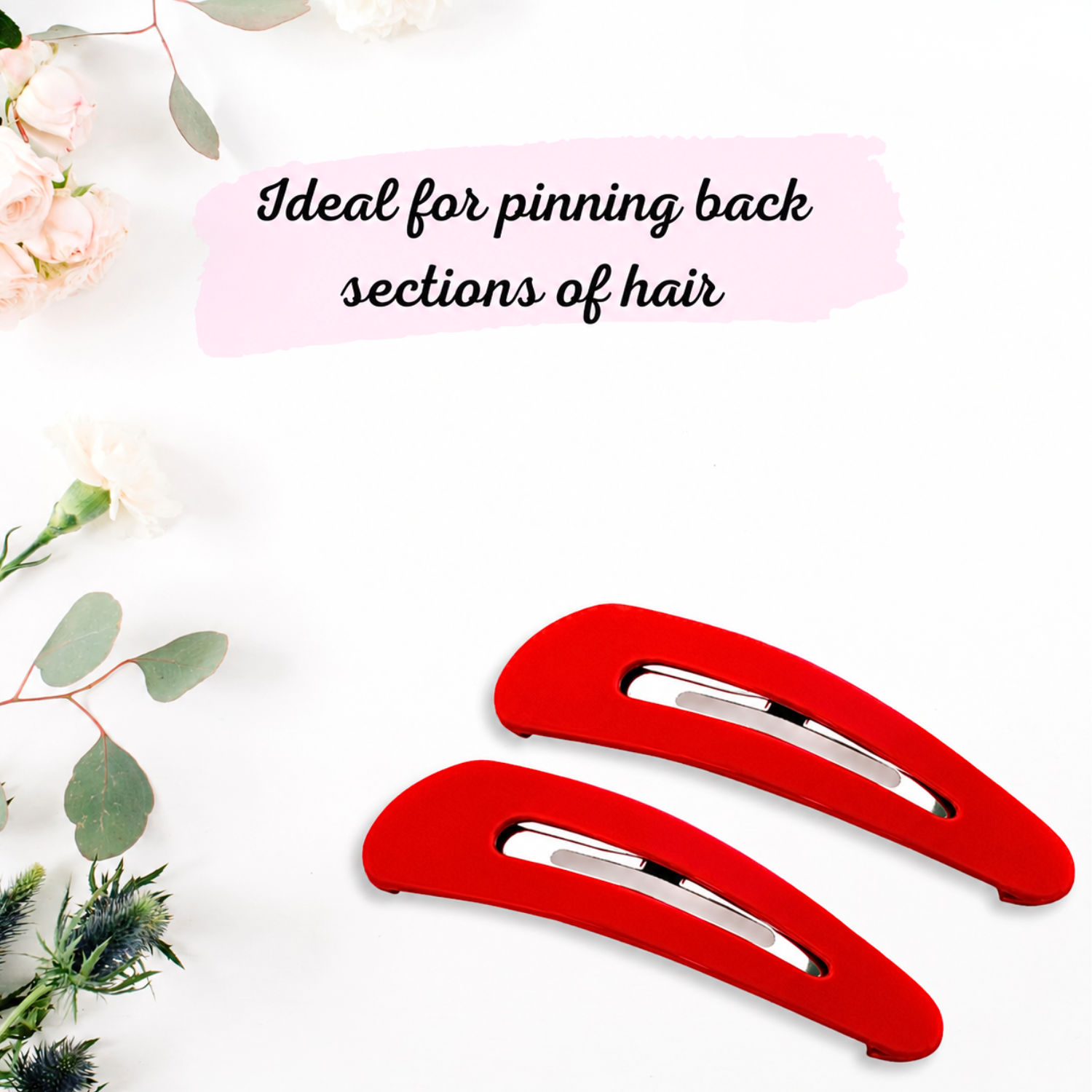 French Amie Clic Clac Large Handmade Cellulose Snap Hair Pins for Women(2 Pcs)