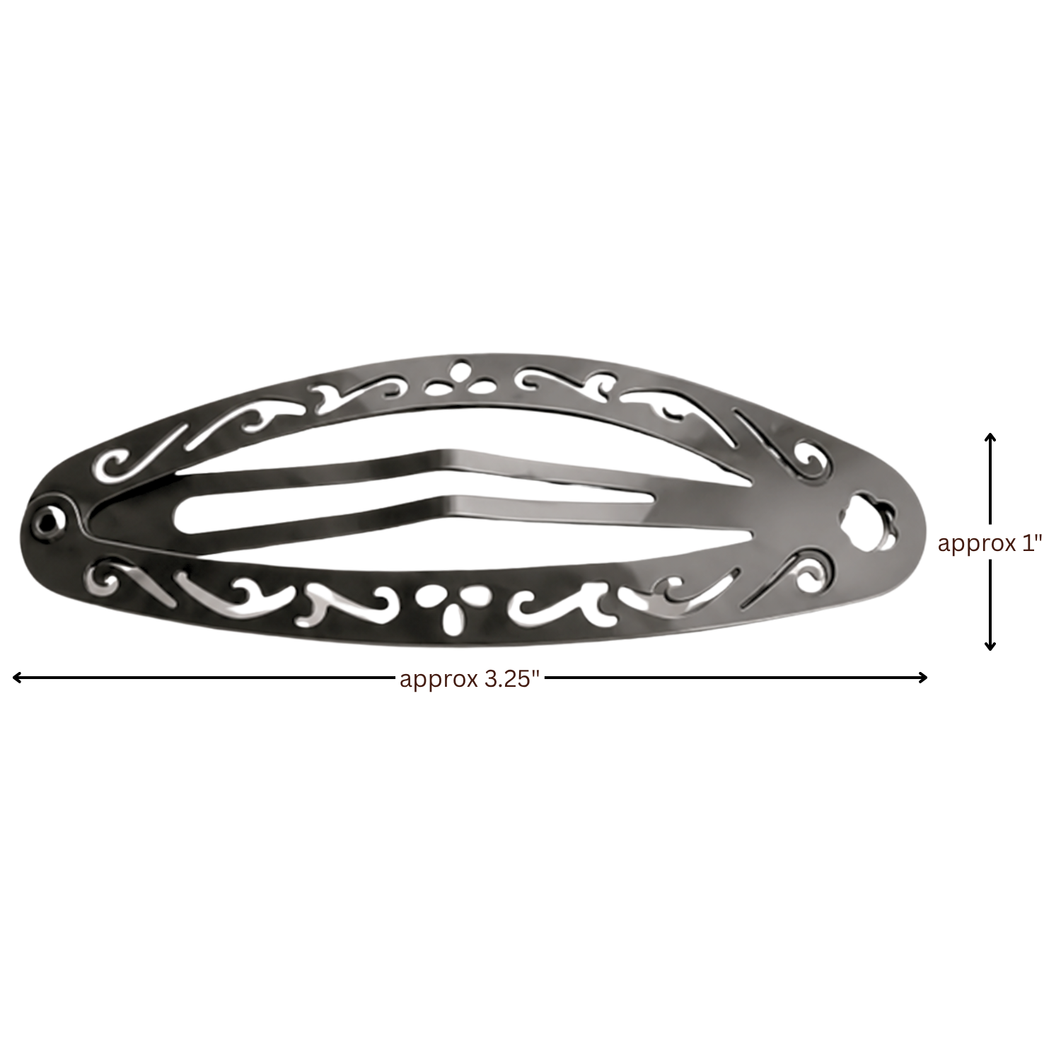Moeni Filigree Cutout 3.25" Large Metal Snap Hair Clips Barrettes Womens 4 Pack