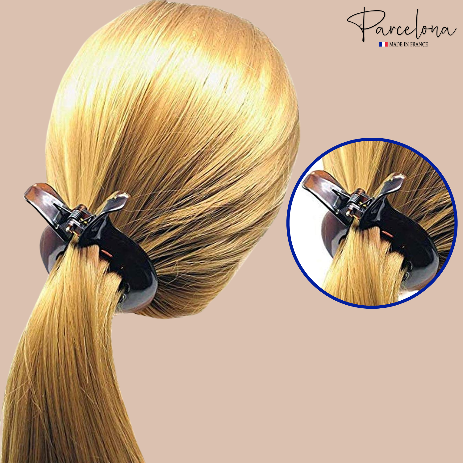 Parcelona French Round Tang Fish Inner Teeth Cellulose Hair Claws for Women
