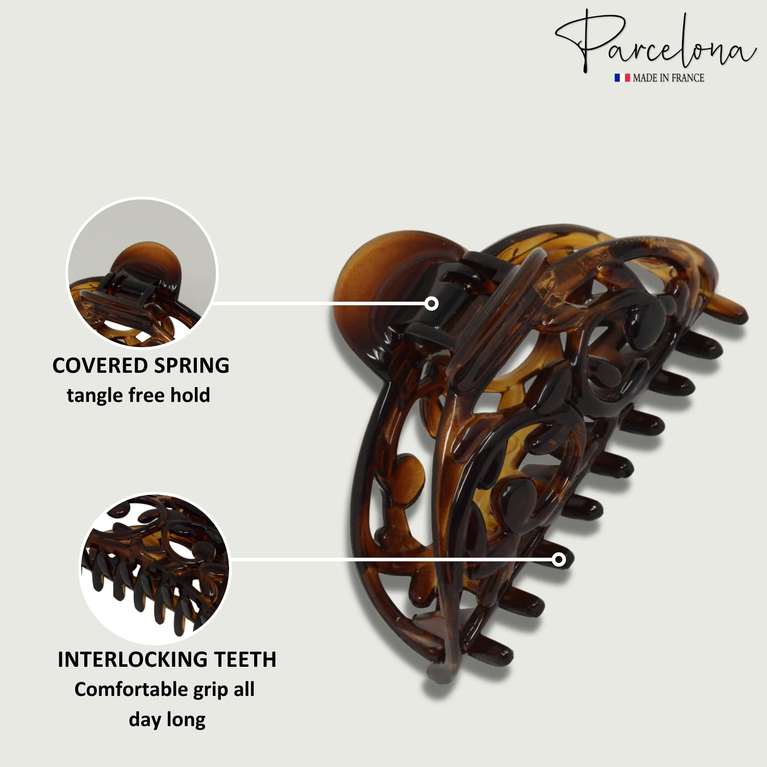 Parcelona French New Jardin Medium Cellulose Jaw Hair Claw for Women and Girls