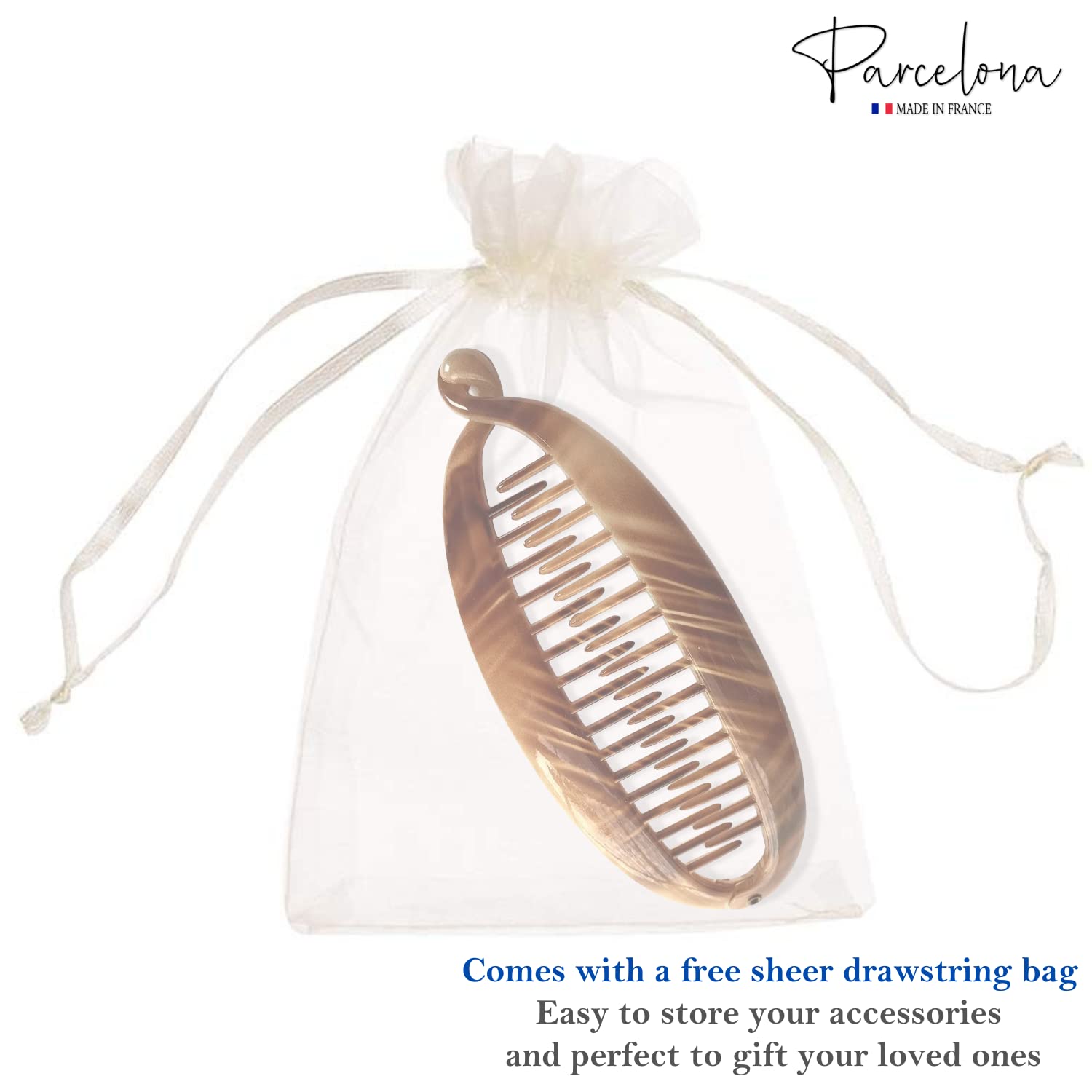 Parcelona French Large 5.5" Cellulose Ponytail Holder Banana Hair Clip for Women