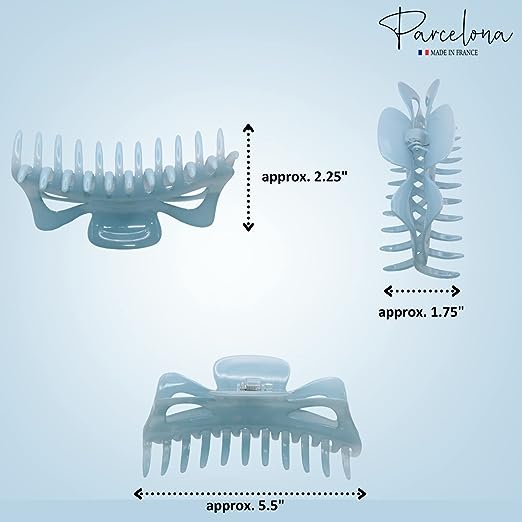 Parcelona French Classic Jumbo Large 5 1/2" Cellulose Hair Claw Clip for Women