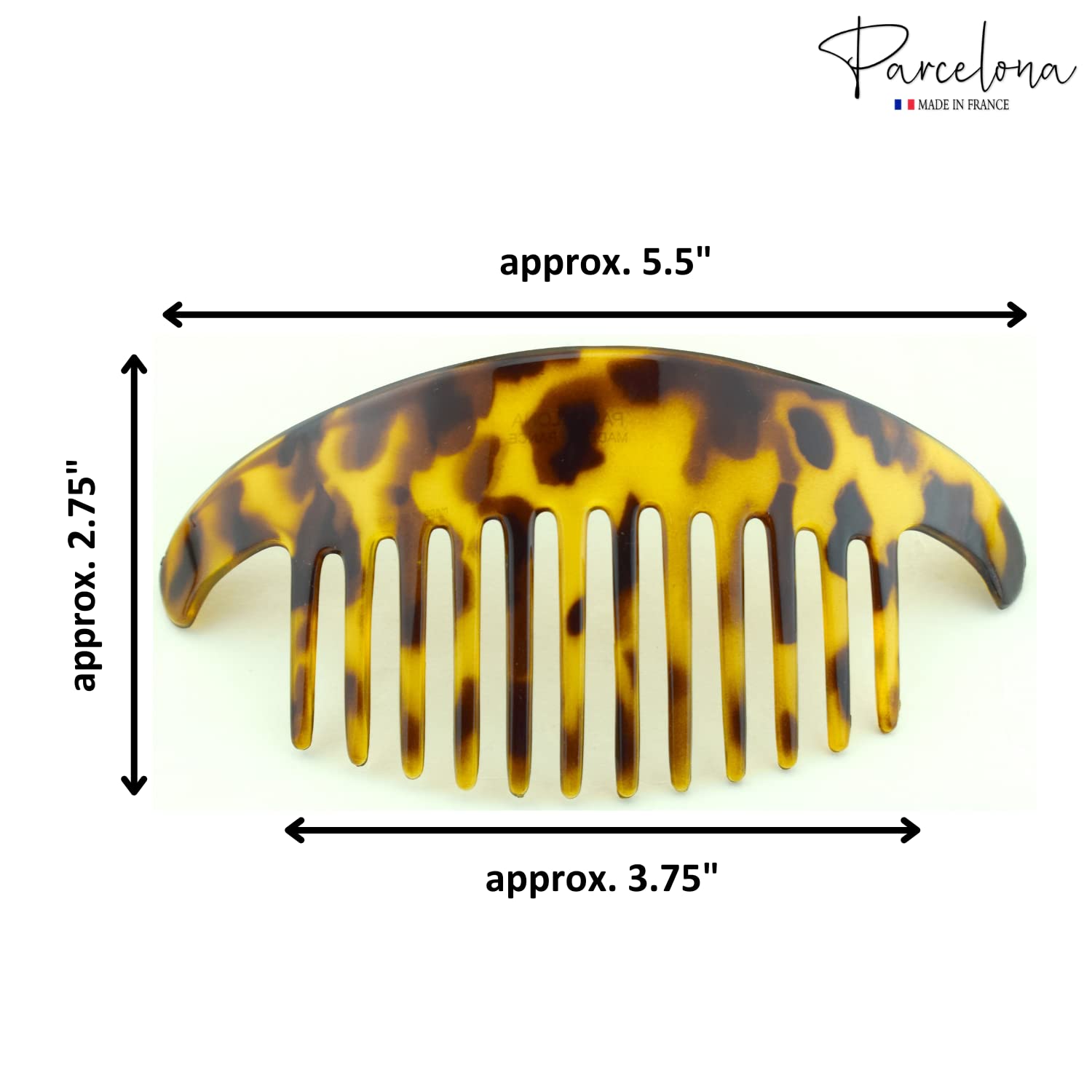 Parcelona French Alice Large Cellulose 12 Teeth Side Hair Combs for Women 2 Pcs