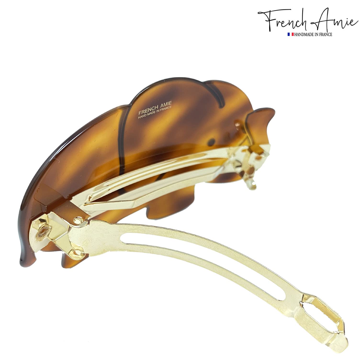 French Amie Elephant Crystal Shell Cellulose Handmade Hair Barrette for Women