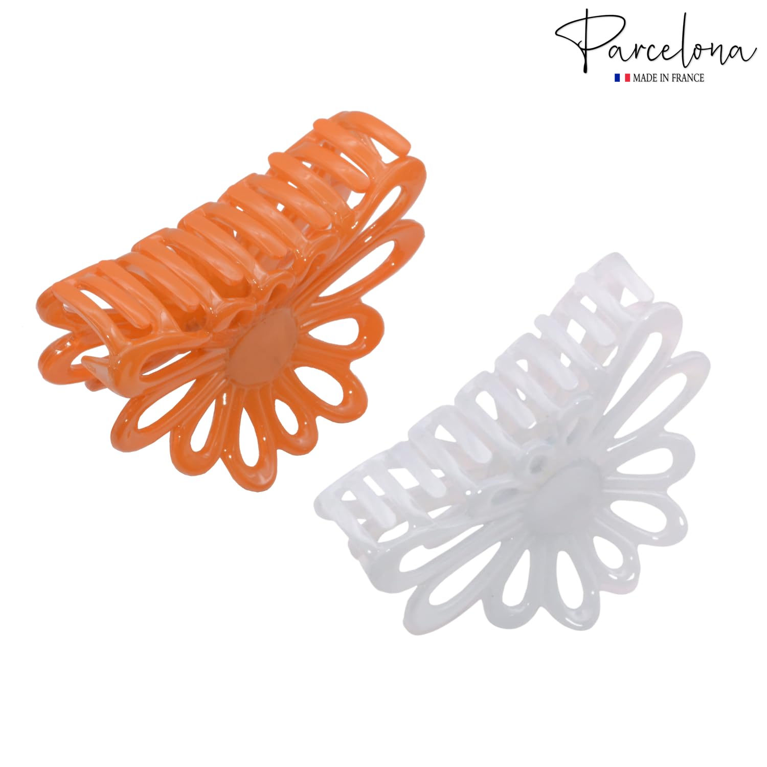 Parcelona French Plume Medium 3" Cellulose Acetate Hair Claw for Women (2 Pcs)