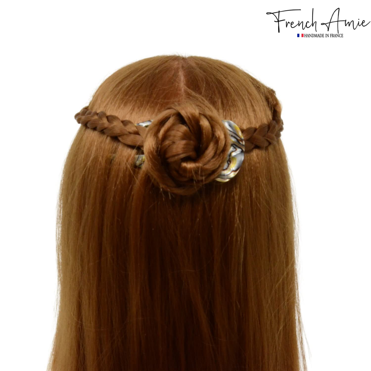 French Amie Elegant Medium Handmade Cellulose Chignon U Hair Pin Stick for Women