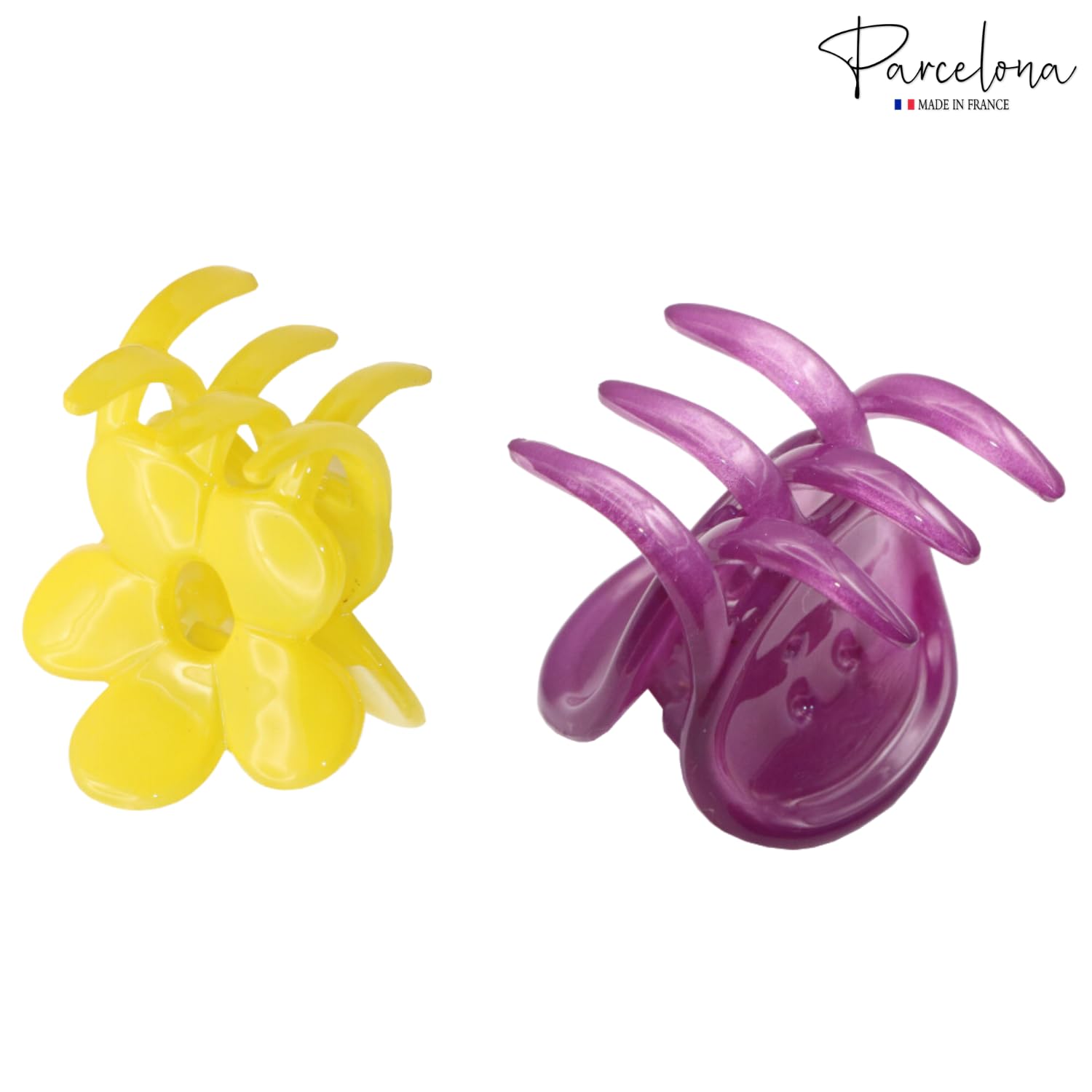 Parcelona French Classic Mini Yellow N Purple Cellulose Hair Claws for Women
