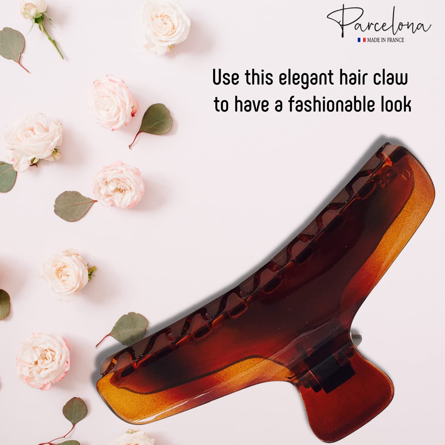 Parcelona French Flat Large 4” Salon Style Cellulose Jaw Hair Claw for Women