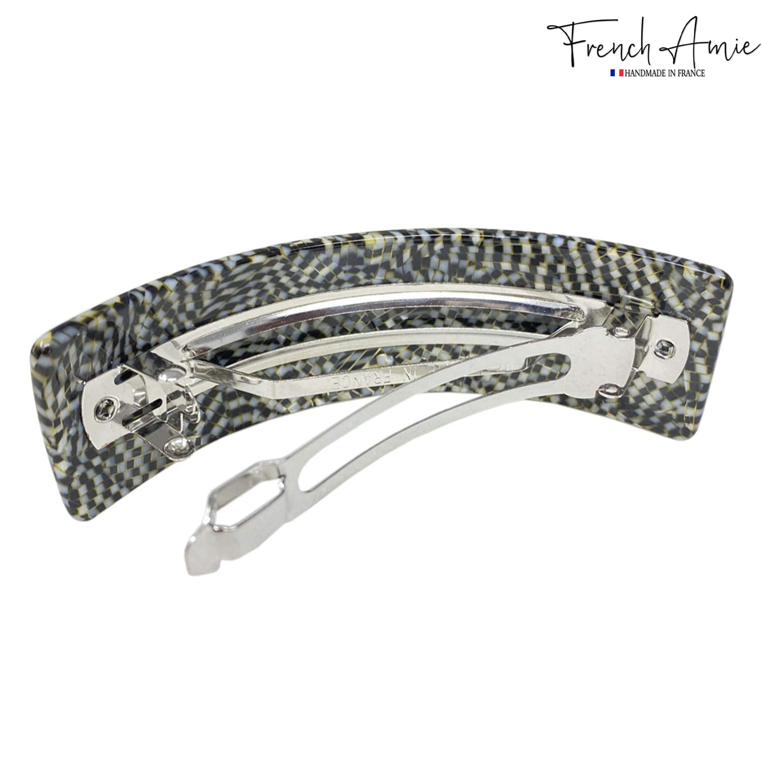 French Amie Handmade Curved Medium Automatic Strong Grip Hair Clip Barrette