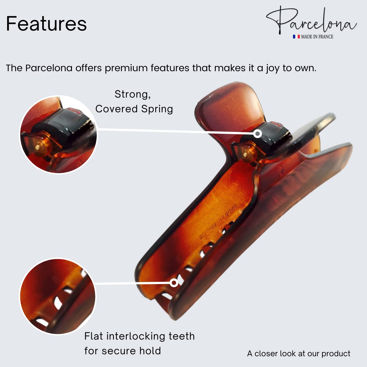 Parcelona French Flat Large 4” Salon Style Cellulose Jaw Hair Claw for Women