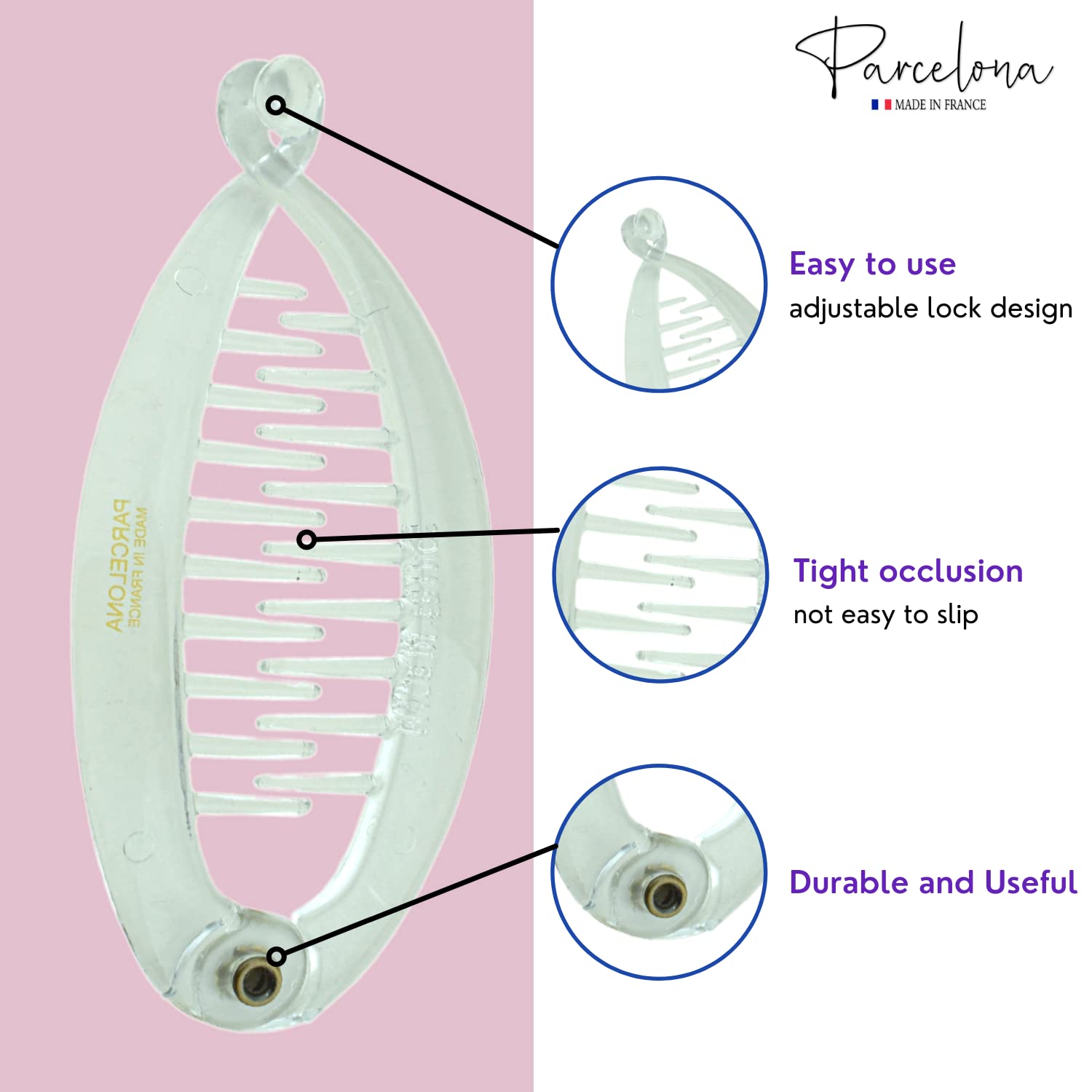 Parcelona French Effortless Mini Small Cellulose Banana Hair Clips(2 Pcs)