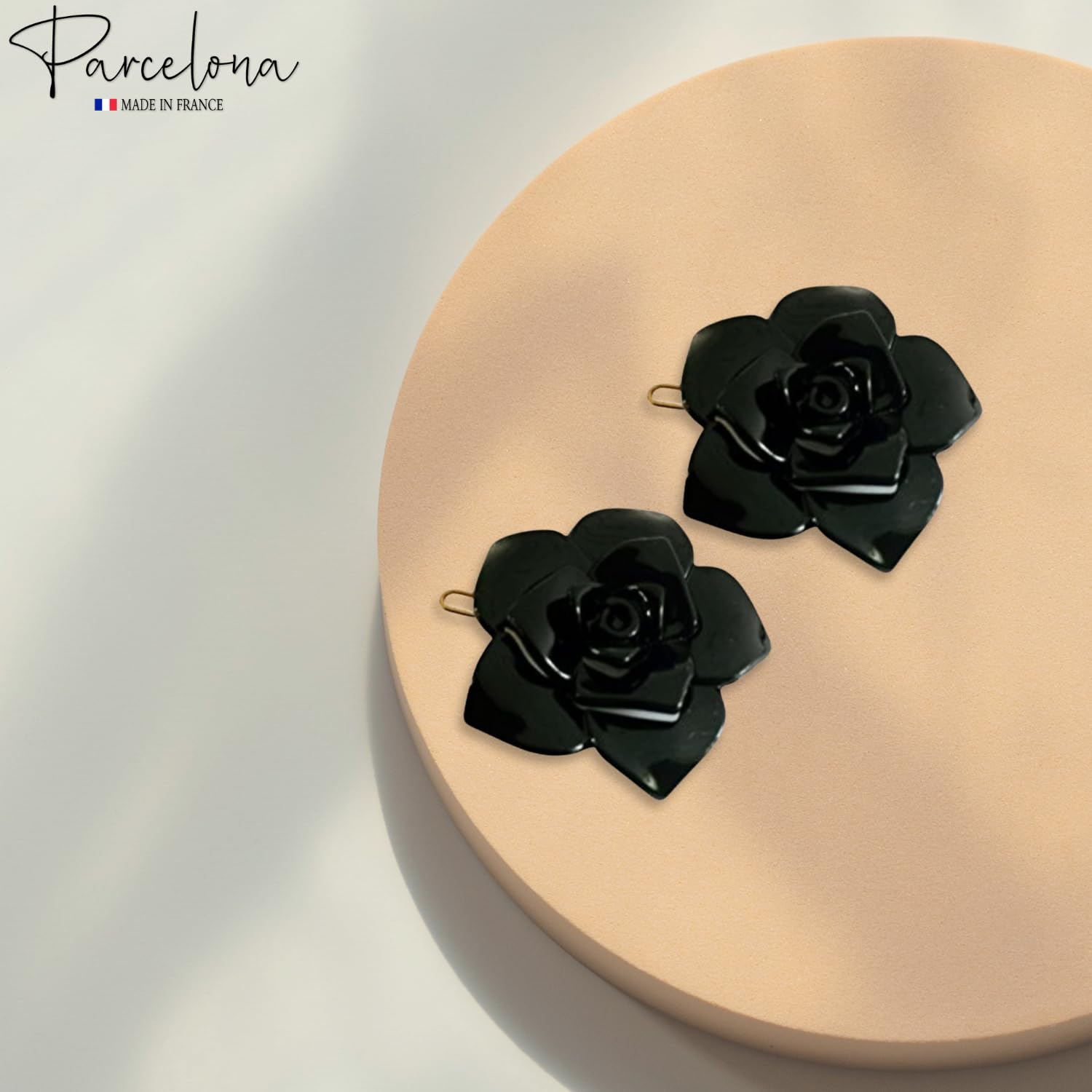 Parcelona French Flower Small 1.5" Cellulose Side Slide Snap Barrettes for Women