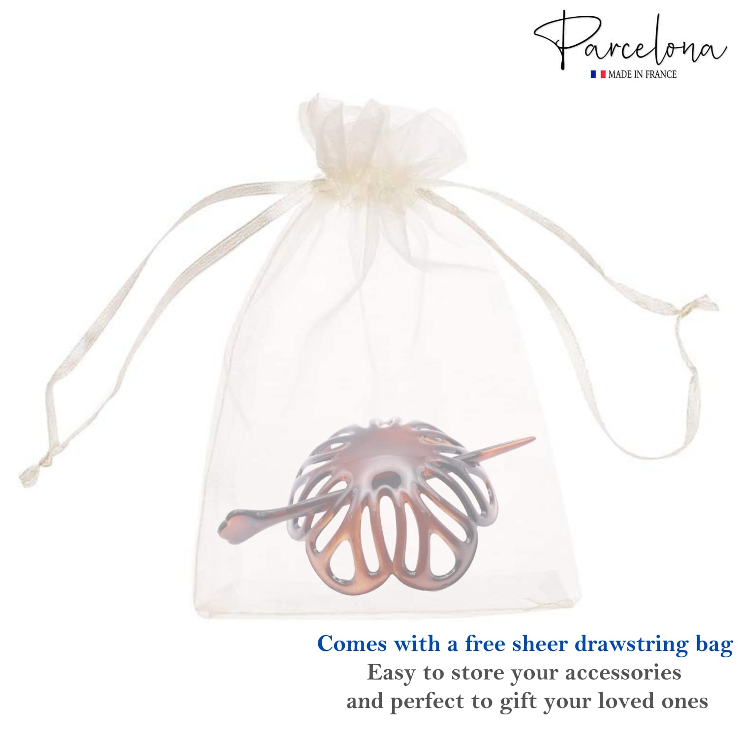 Parcelona French Radial 3.5 Inch Dome Bun Holder Hair Slide Cuff Pin with Stick