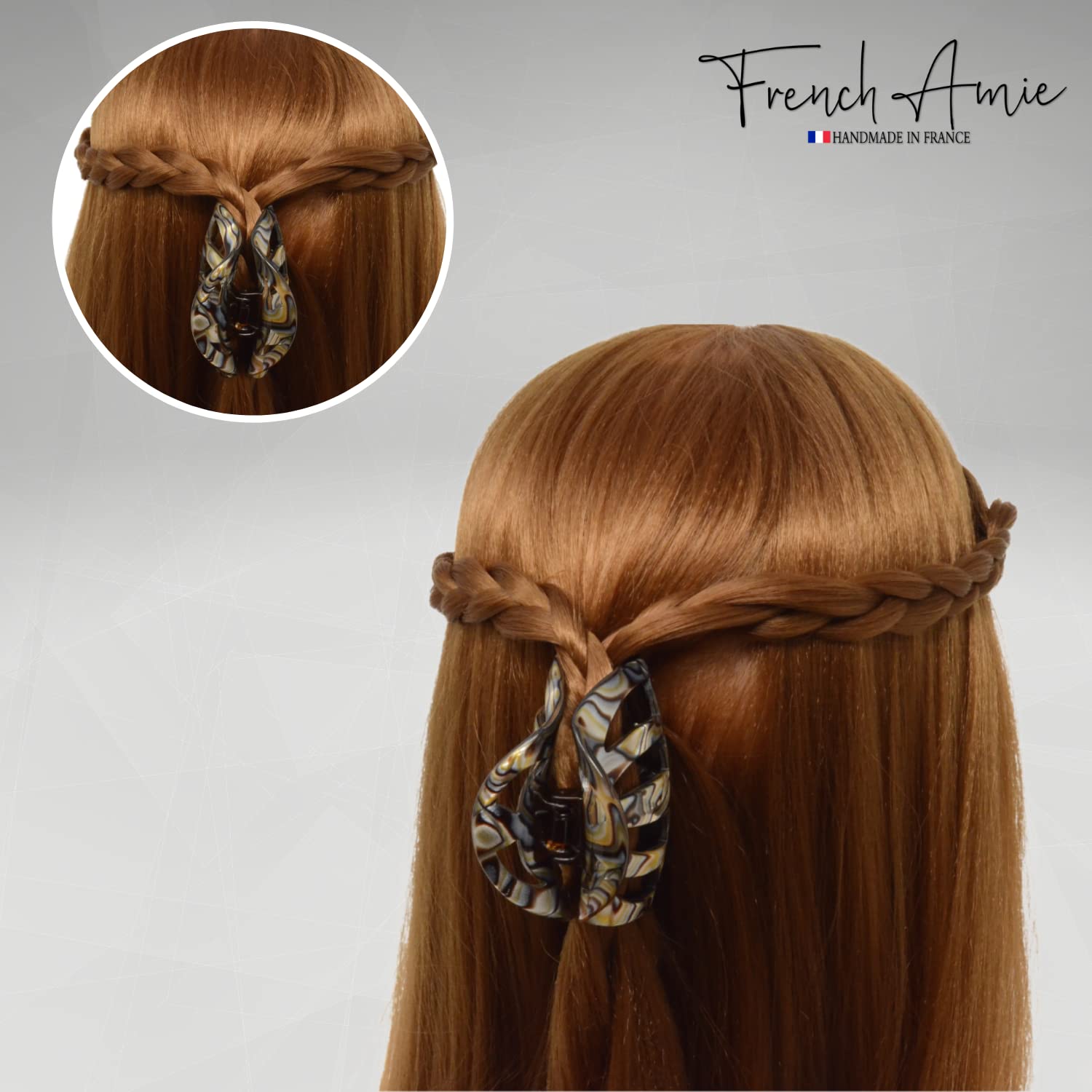 French Amie Hump Small 2 3/4" Cellulose Handmade Jaw Hair Claw Clip