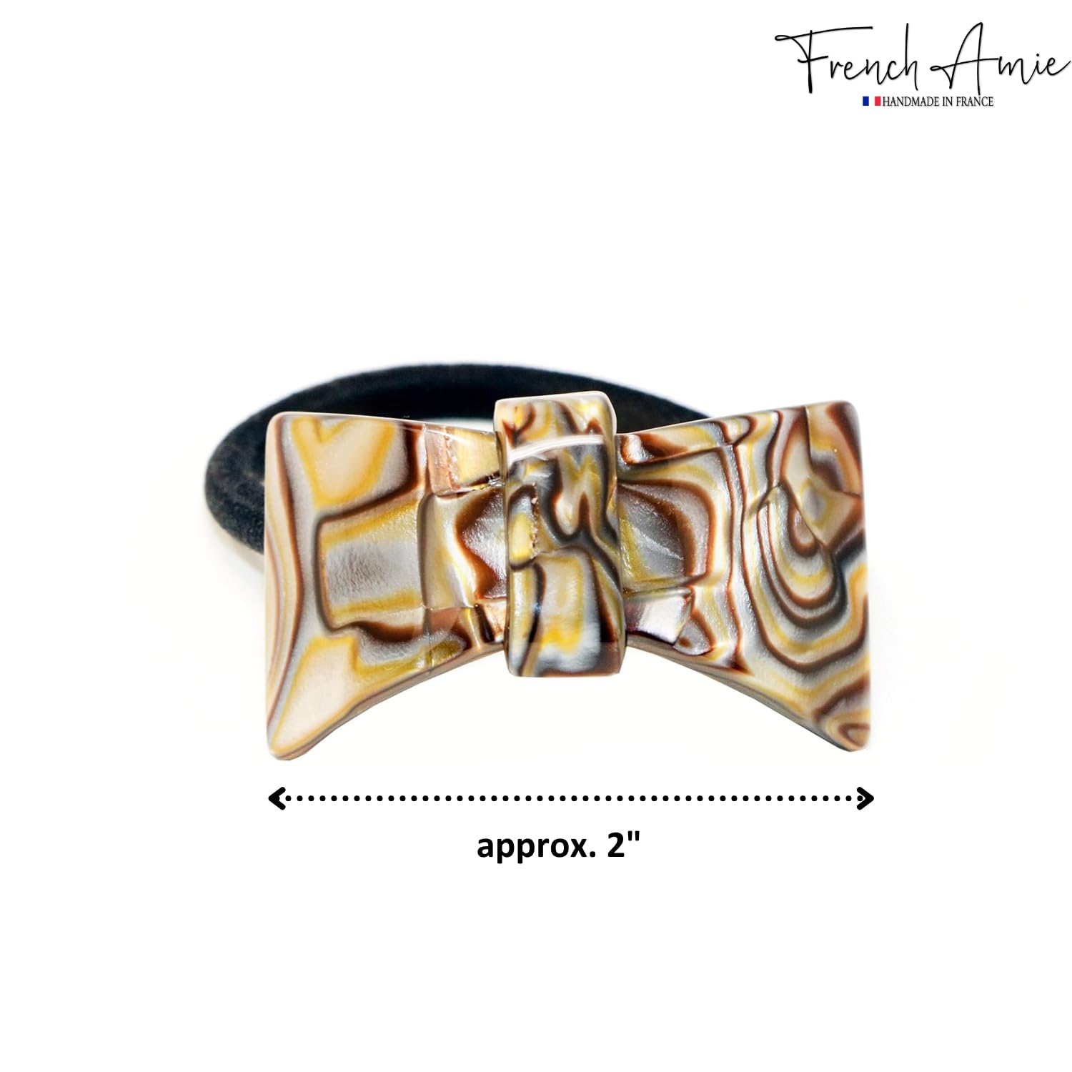 French Amie Bow Knot Handmade Cellulose Elastic Hair Tie for Women and Girls