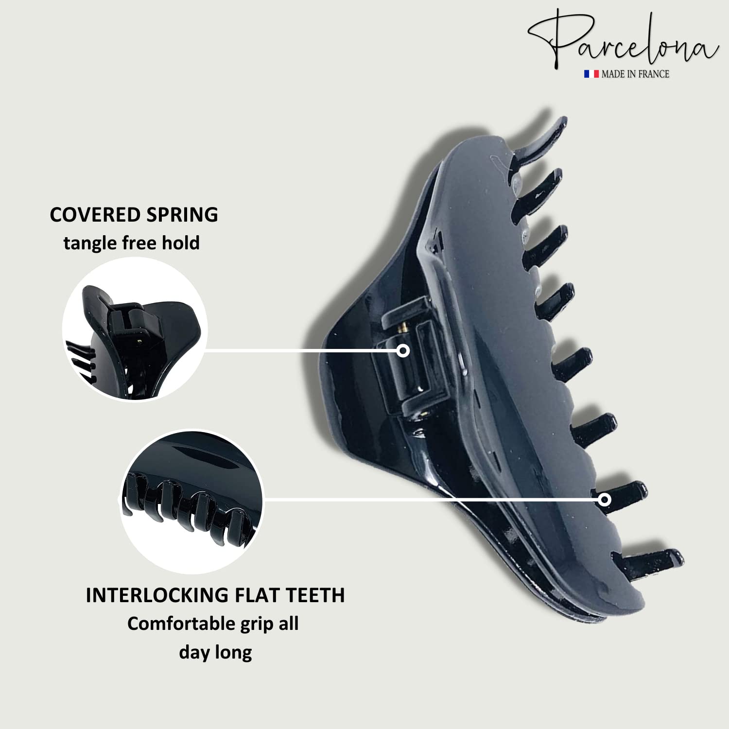 Parcelona French Boss Thin 3 1/2" Medium Cellulose Jaw Hair Claw for Women