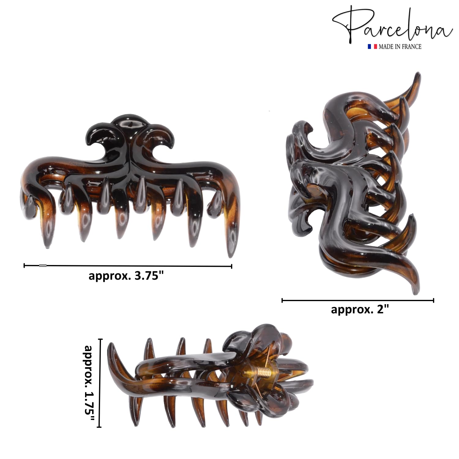 Parcelona French Sleek Grips Shell and Black Cellulose Medium Flexible Hair Claw