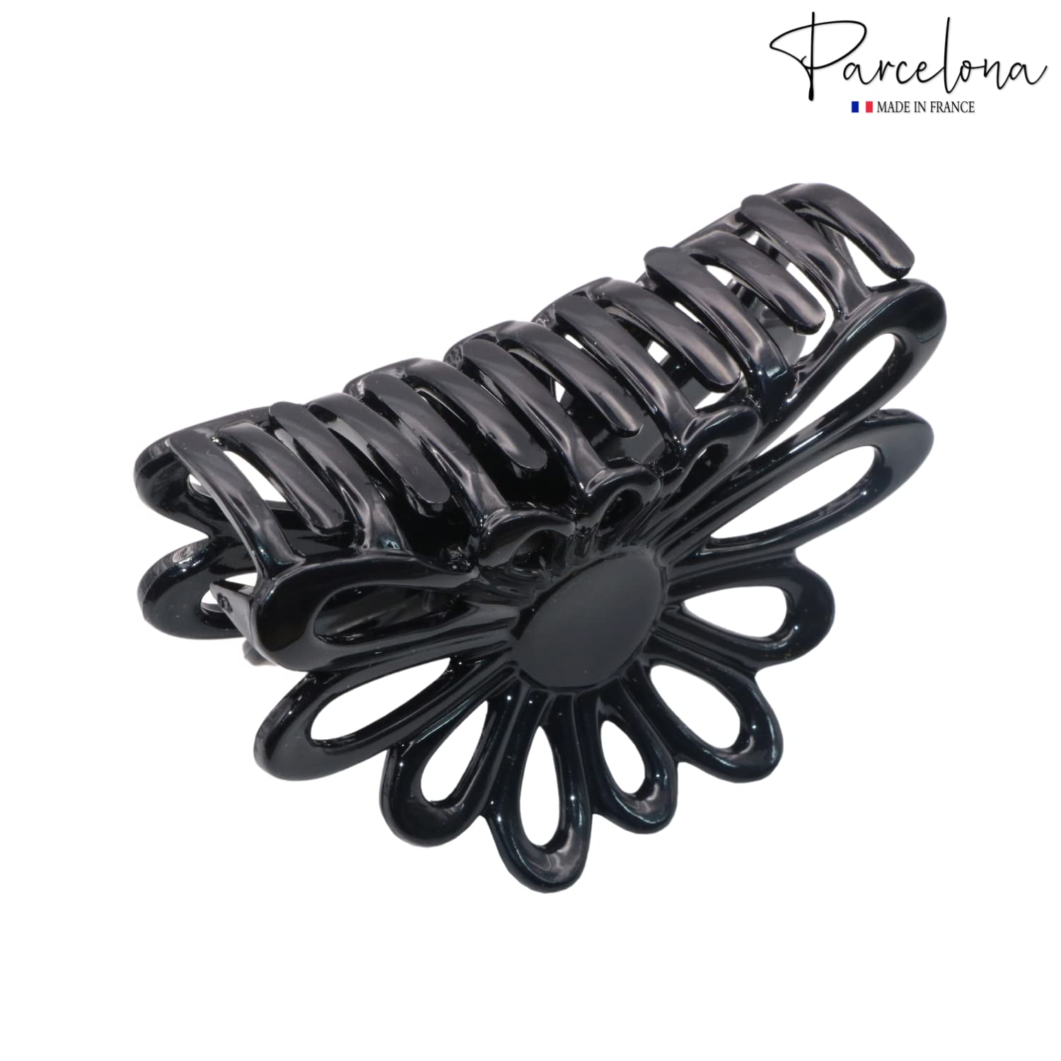 Parcelona French Plume Medium 3" Cellulose Acetate Hair Claw for Women and Girls