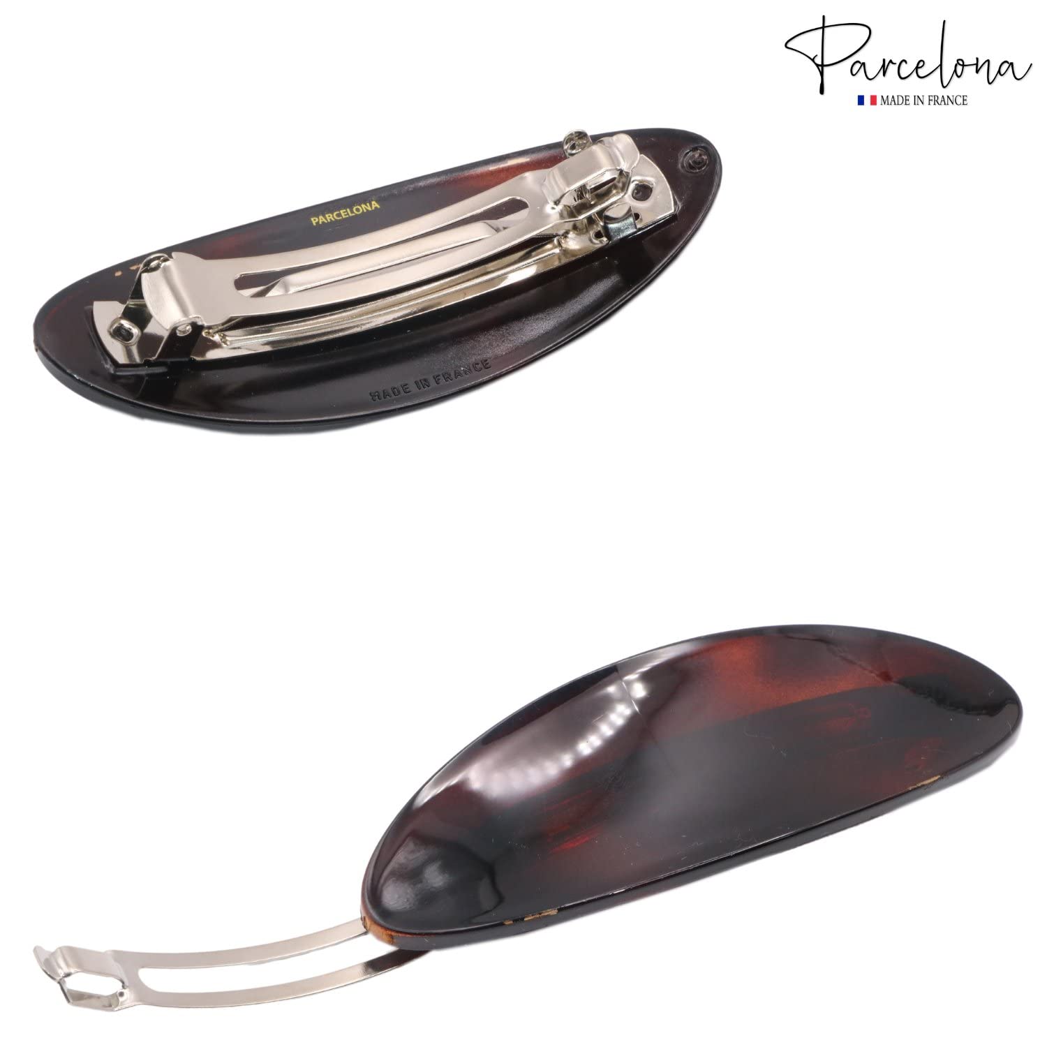 Parcelona French Oval Large 4" Cellulose Automatic Hair Barrette for Women