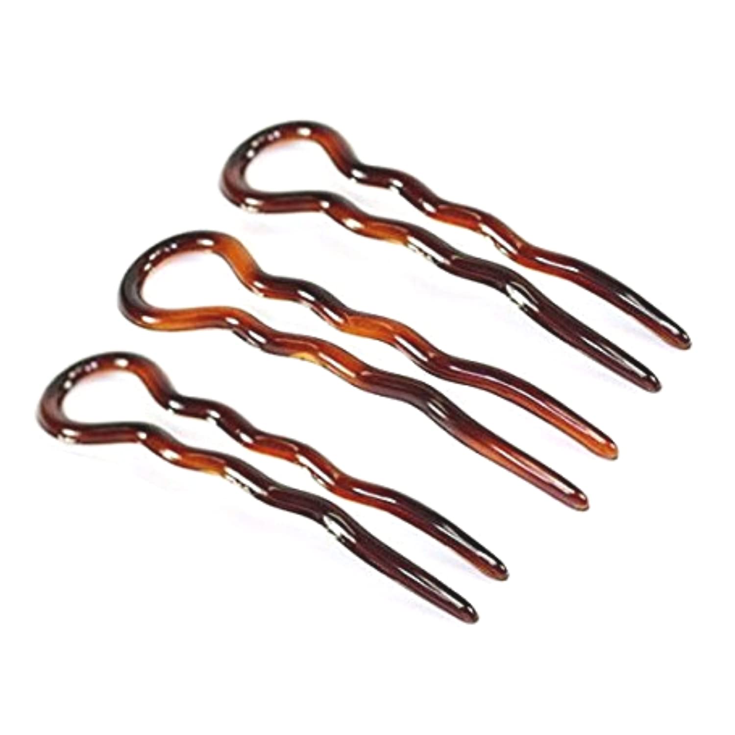 Parcelona French Sleek 3 1/2" Cellulose Wavy U Shaped Hair Pins for Women(3 Pcs)