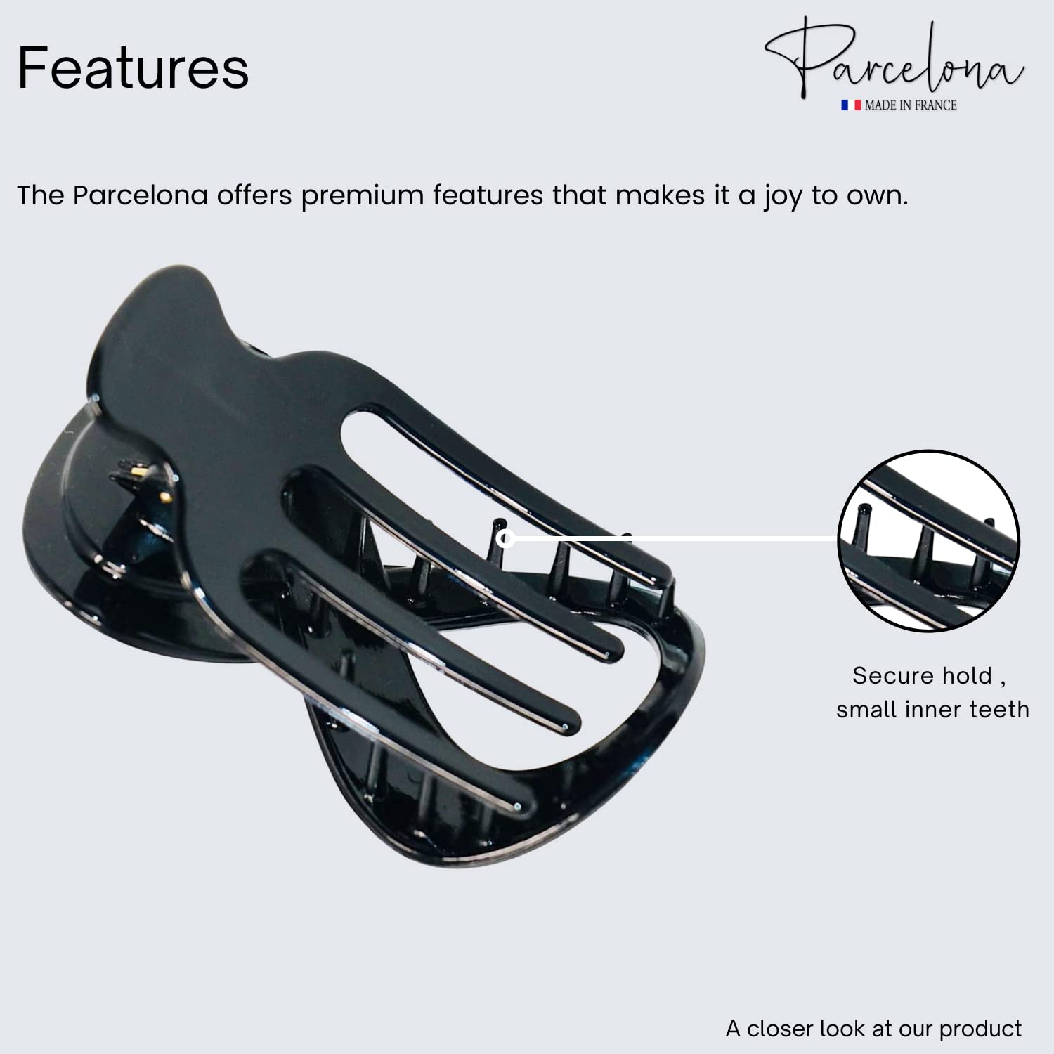 Parcelona French Infinity Loop Medium 3” Cellulose Hair Claw for Women and Girls