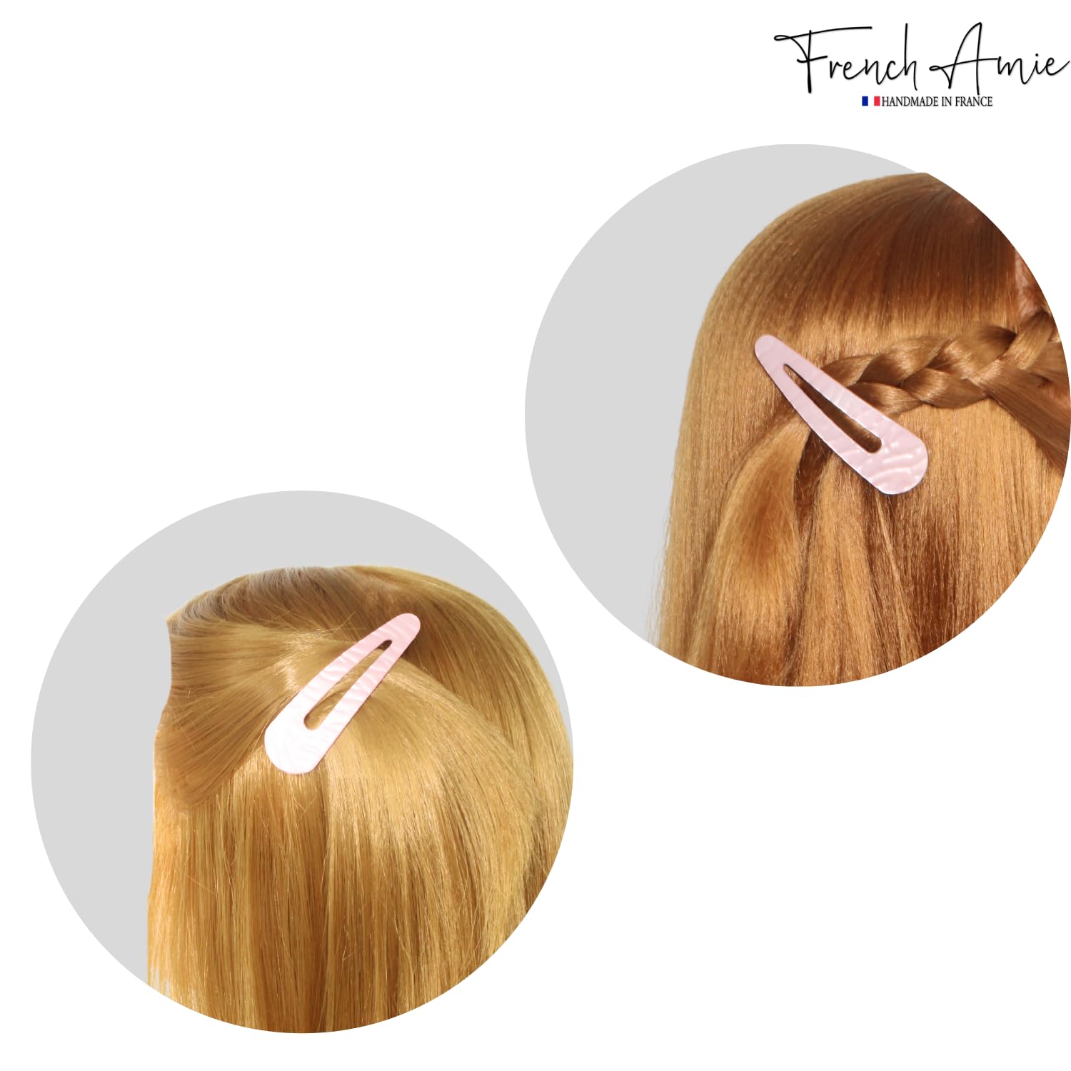 French Amie Clic Clac Large Handmade Cellulose Snap Hair Pins for Women(2 Pcs)