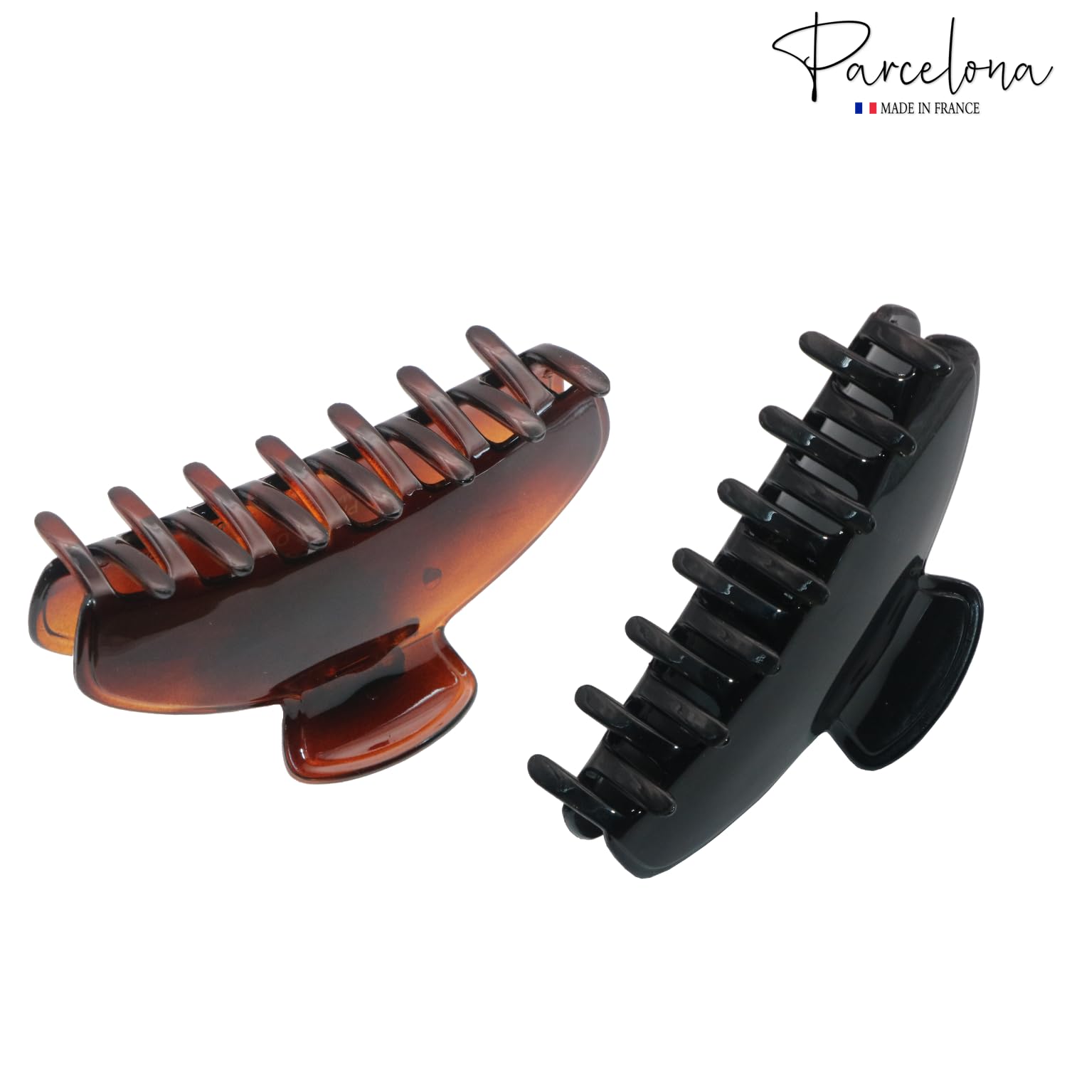 Parcelona French Basic Medium 3 1/2" Cellulose Jaw Hair Claws for Women(2 Pcs)