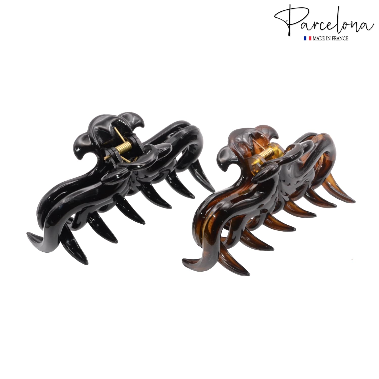 Parcelona French Sleek Grips Shell and Black Cellulose Medium Flexible Hair Claw