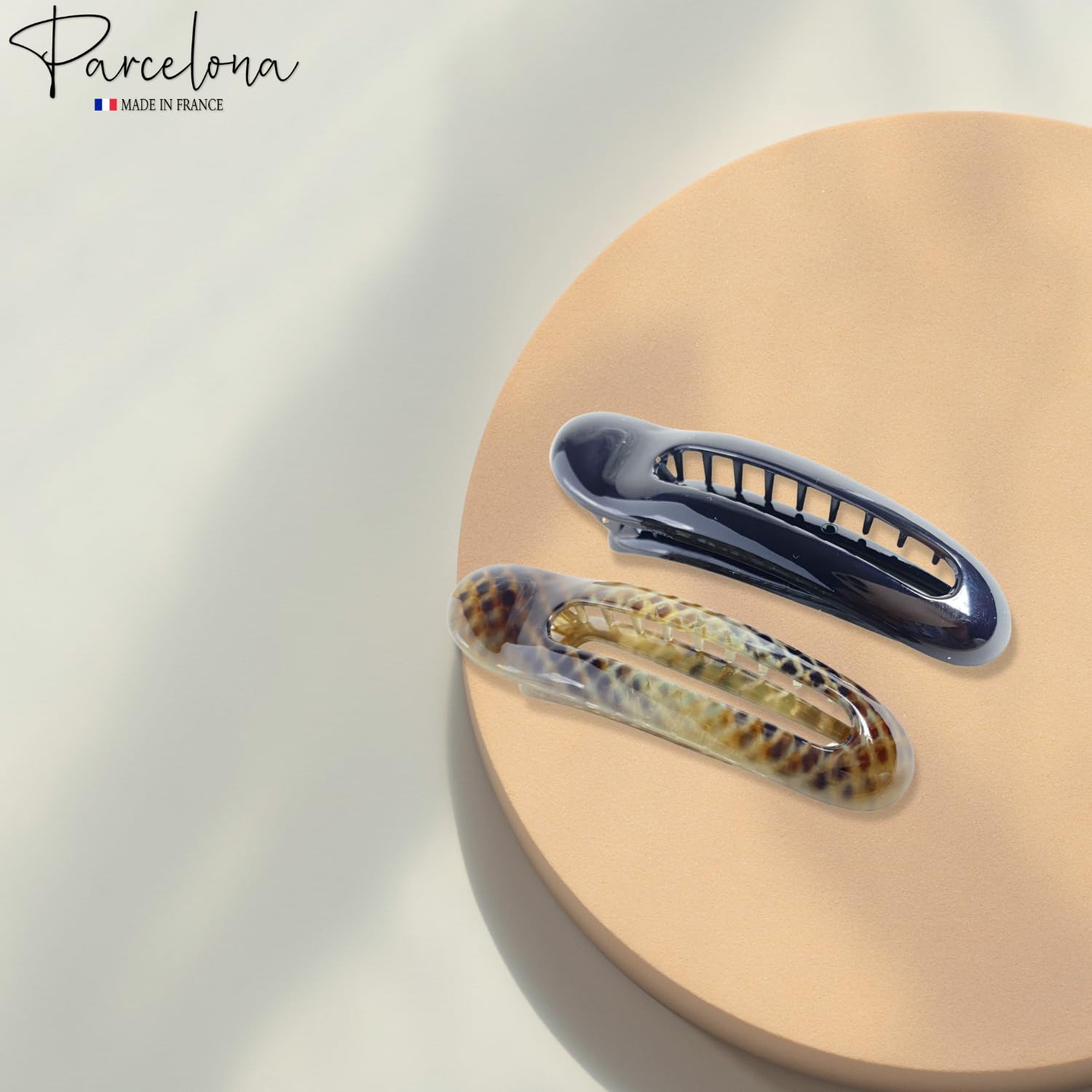 Parcelona French Oval Slider Small 3" Cellulose Side Hair Claw Clips(2 Pcs)