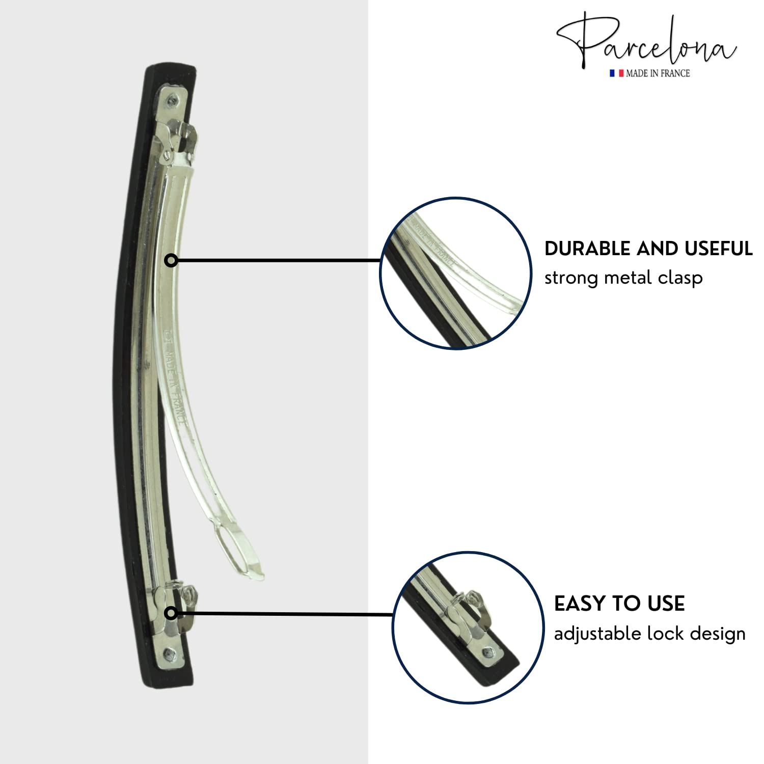 Parcelona French Long and Thin Large Cellulose Hair Barrette for Women and Girls
