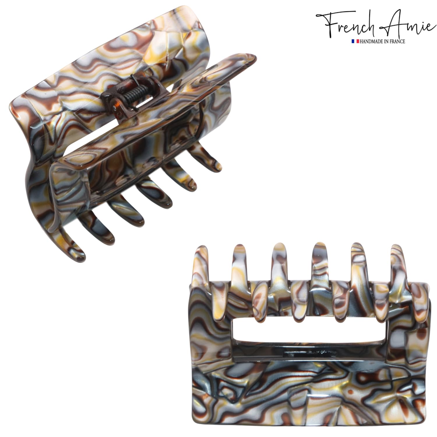 French Amie Geo Large 3" Cellulose Handmade Jaw Hair Claw Clip for Women