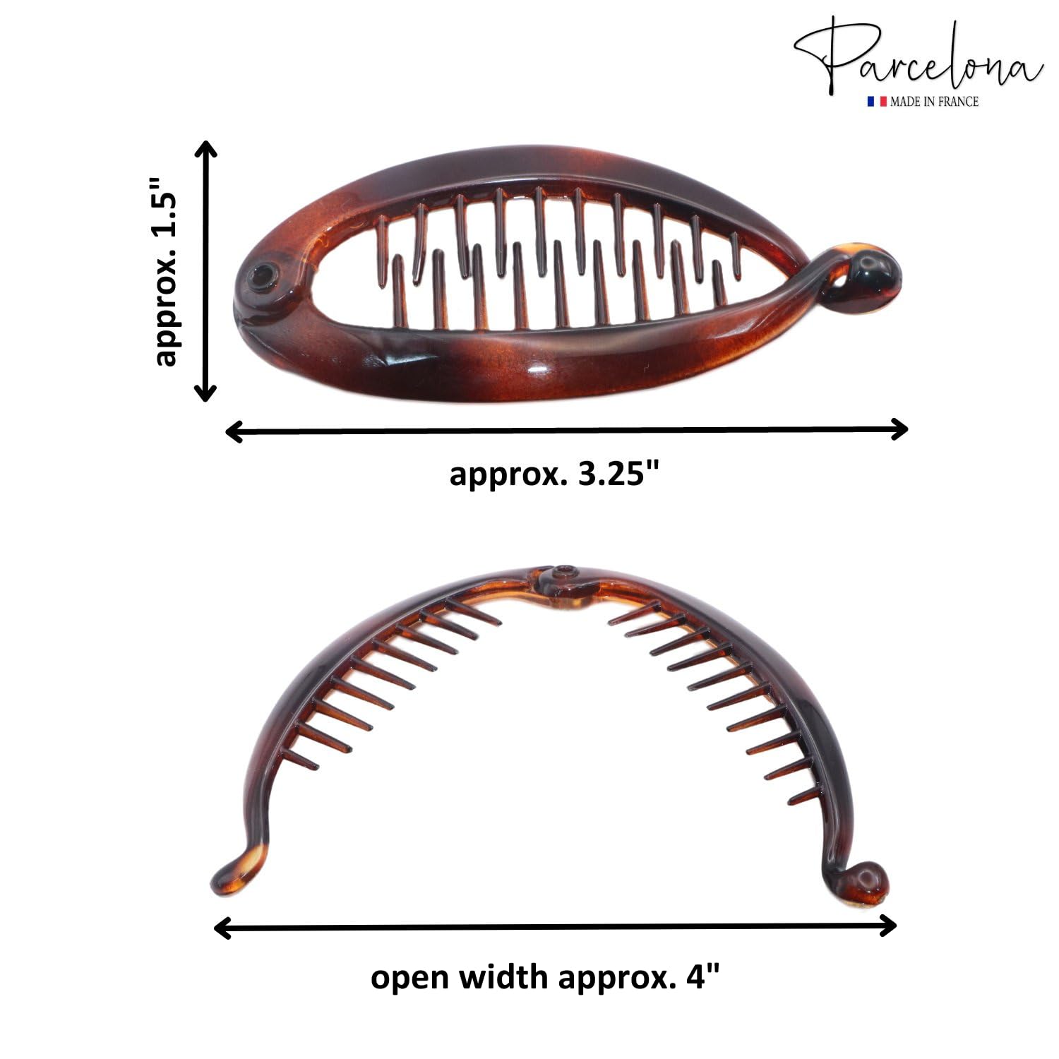 Parcelona French Effortless Mini Small Cellulose Banana Hair Clips(2 Pcs)