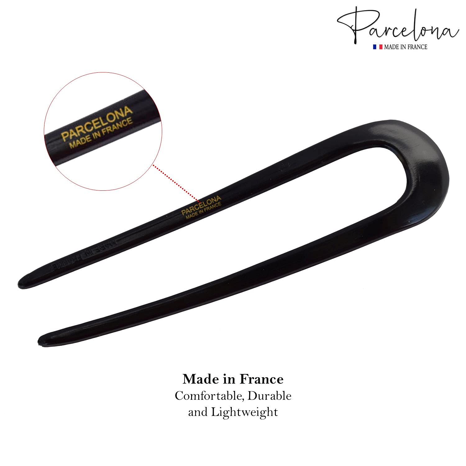Parcelona French U Shaped Prong Large Chignon Cellulose Acetate Hair Pins 2Pcs