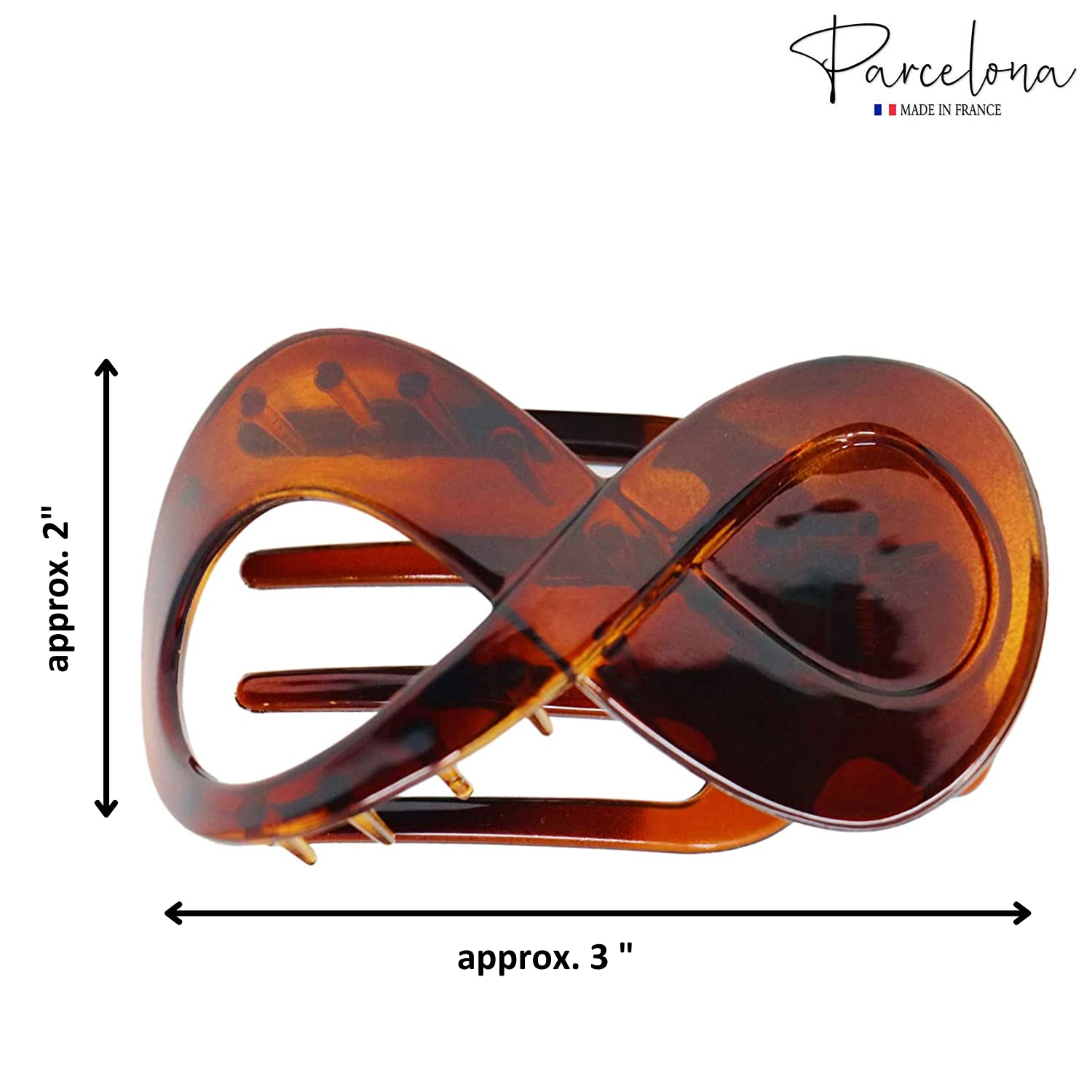 Parcelona French Infinity Loop Medium 3” Cellulose Hair Claw for Women and Girls