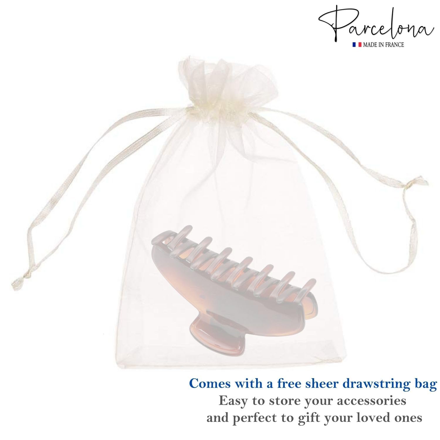 Parcelona French Basic Medium 3 1/2" Cellulose Tight Spring Hair Claw for Women